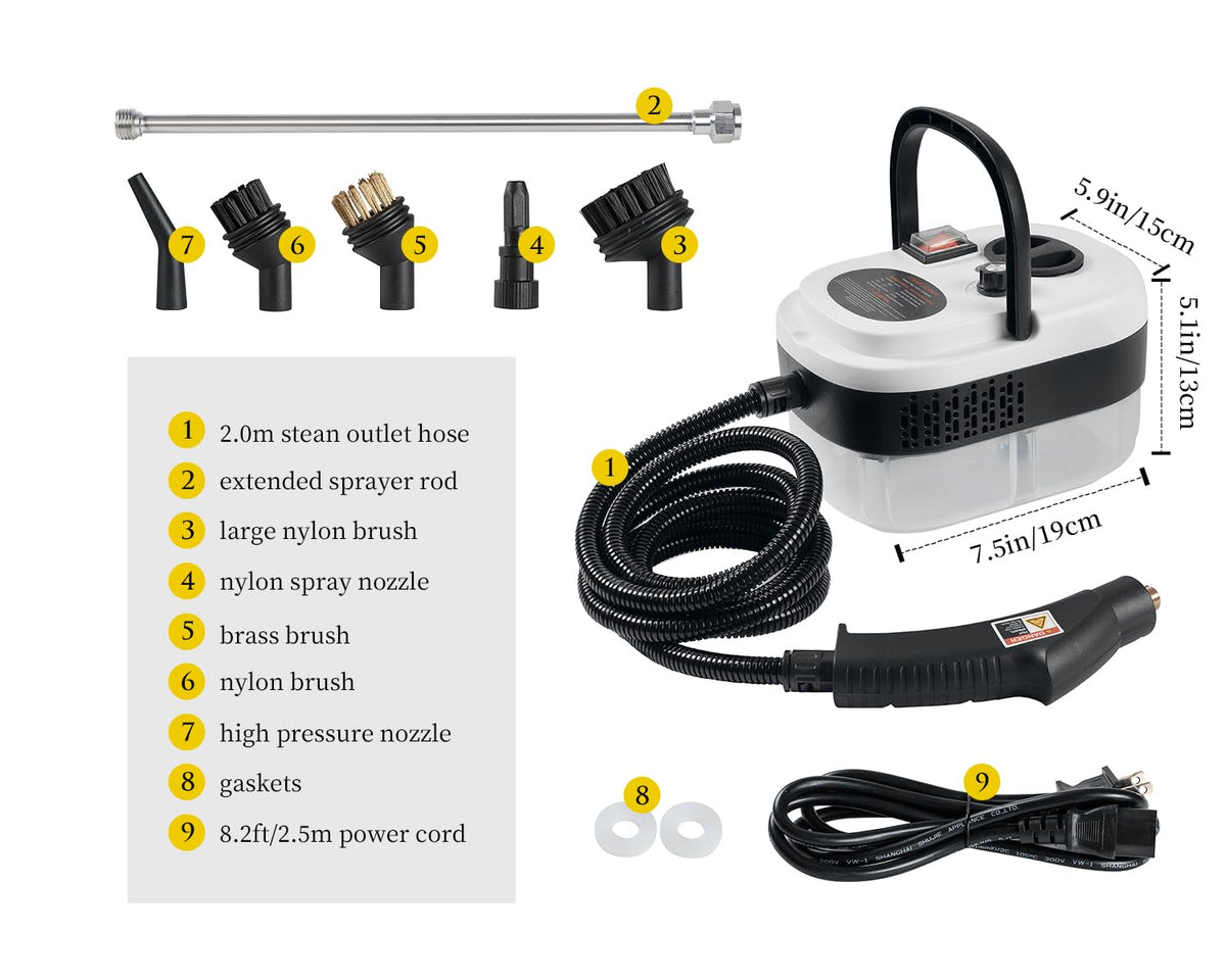 7 in 1 Steam Cleaner 2500W High Pressure Steamer for Cleaning