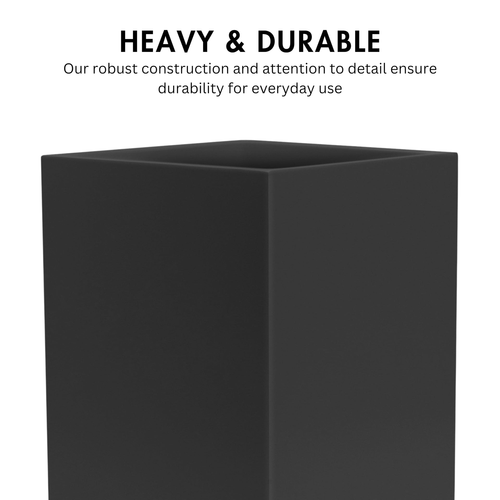 Matte Black Square 2 Gallon Trash Can for Home and Bathroom