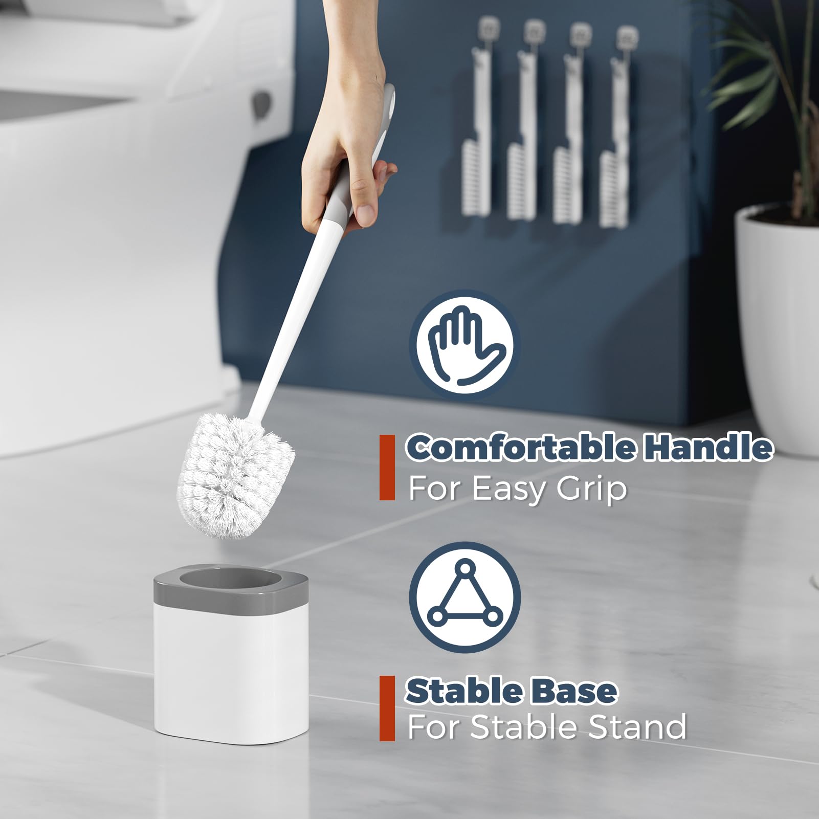 Toilet Brush and Holder Set (4 Count)