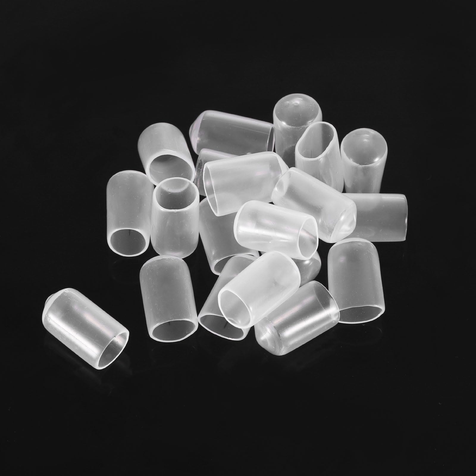 20pcs Rubber End Caps 9mm ID Vinyl PVC Round Tube Bolt Cap Cover Screw Thread Protectors Clear
