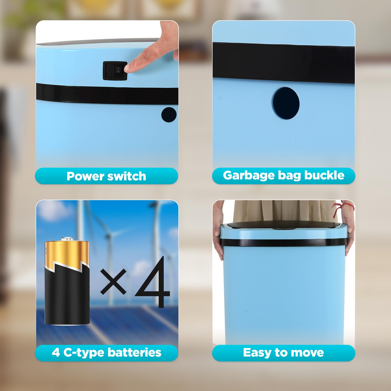 Automatic Motion Sensor Bathroom Trash Can with Lid