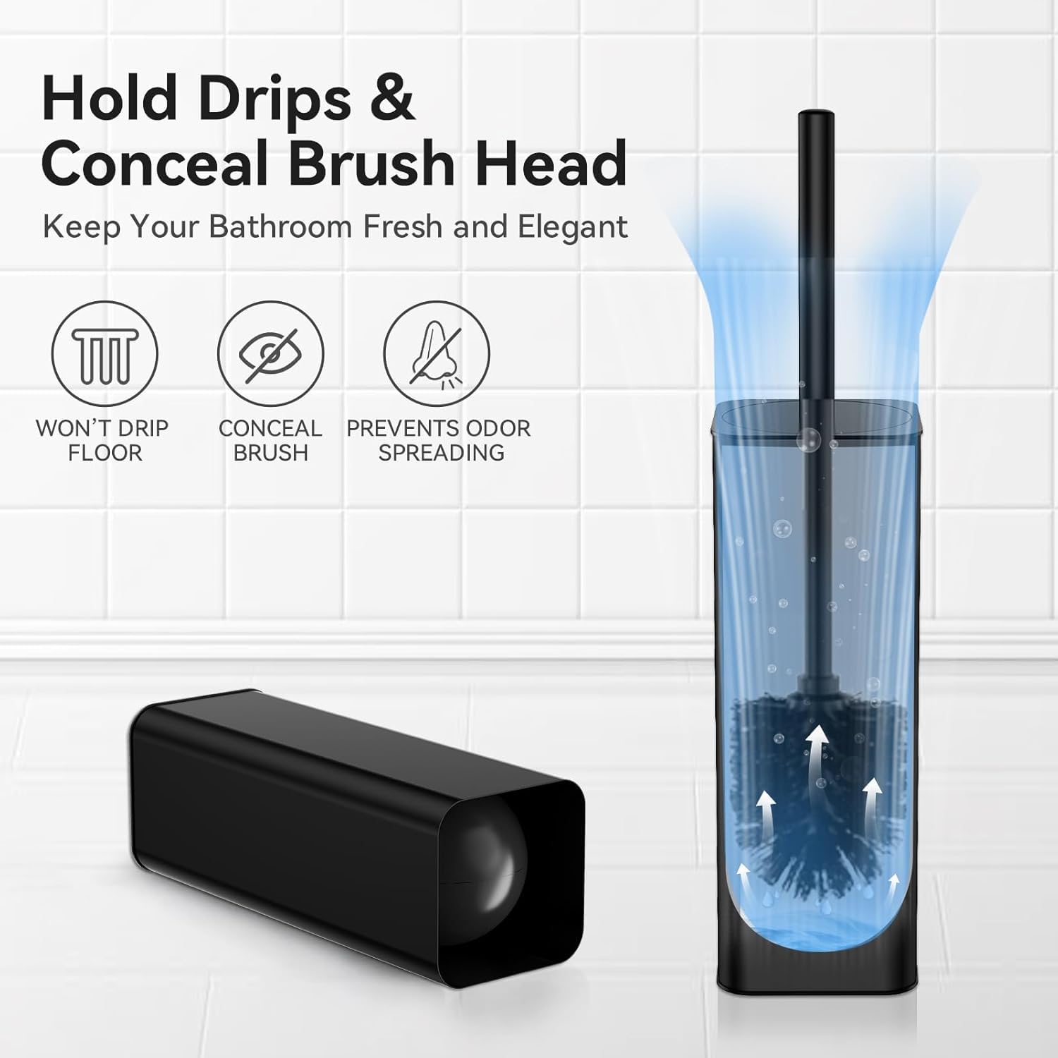 Toilet Bowl Brush and Holder for Bathroom
