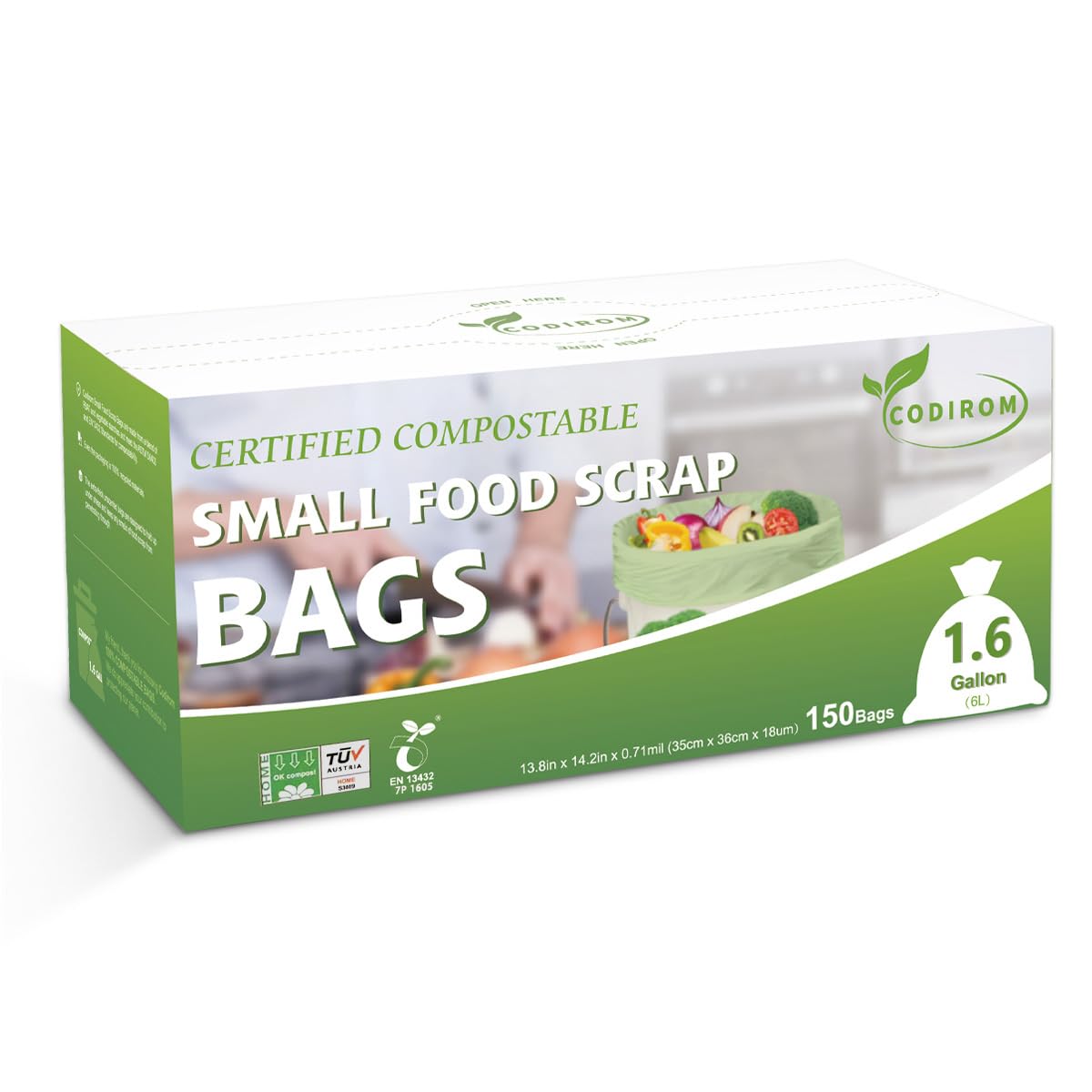 1.6 Gallon Compostable Trash Bags (150 Count)