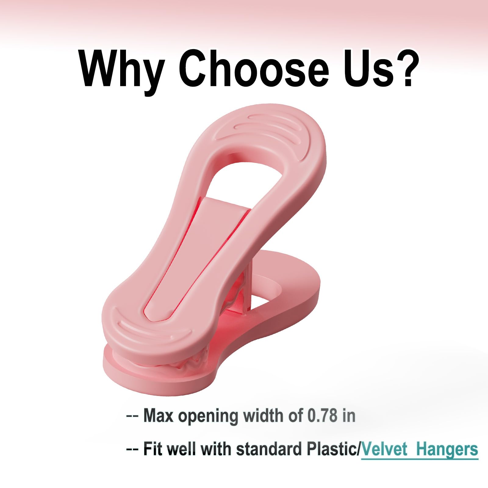 Pink Hangers Clips 60 Pack