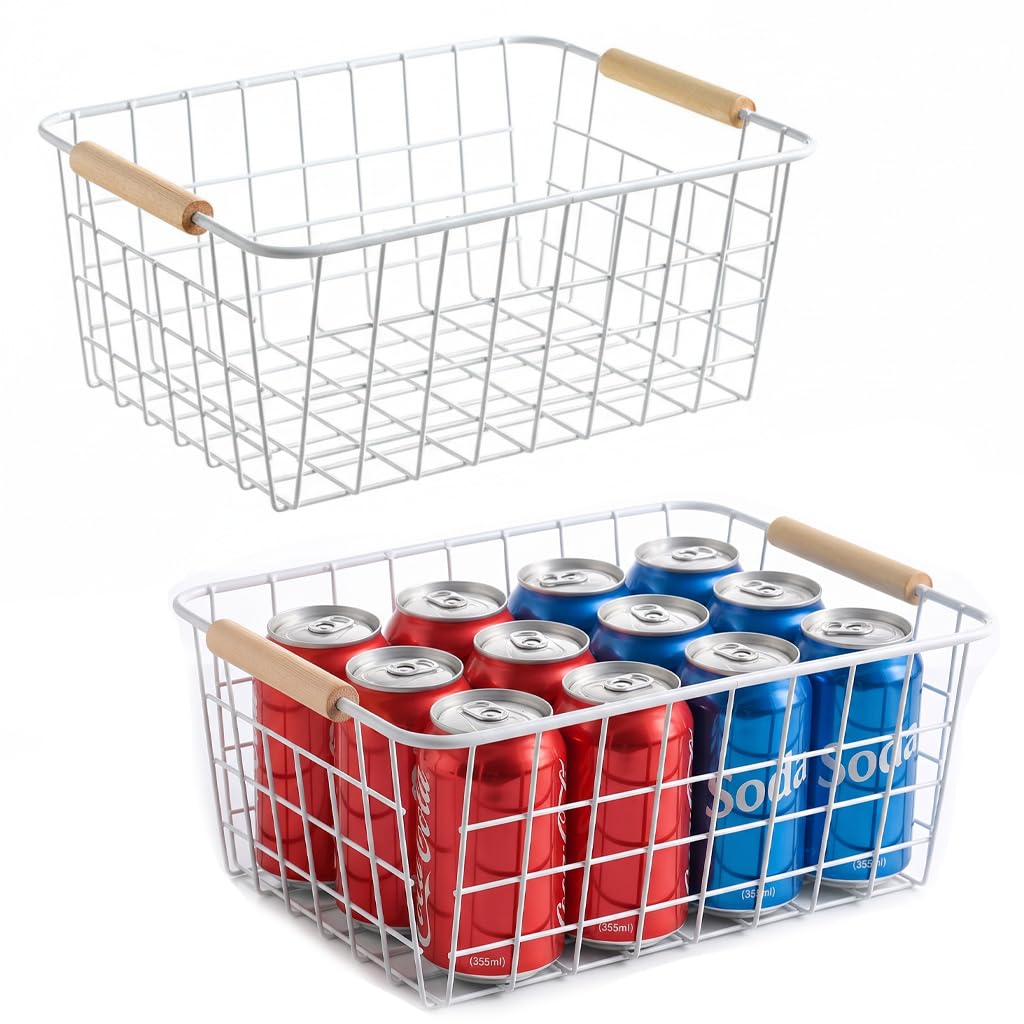 Metal White Wire Basket (2 Count)