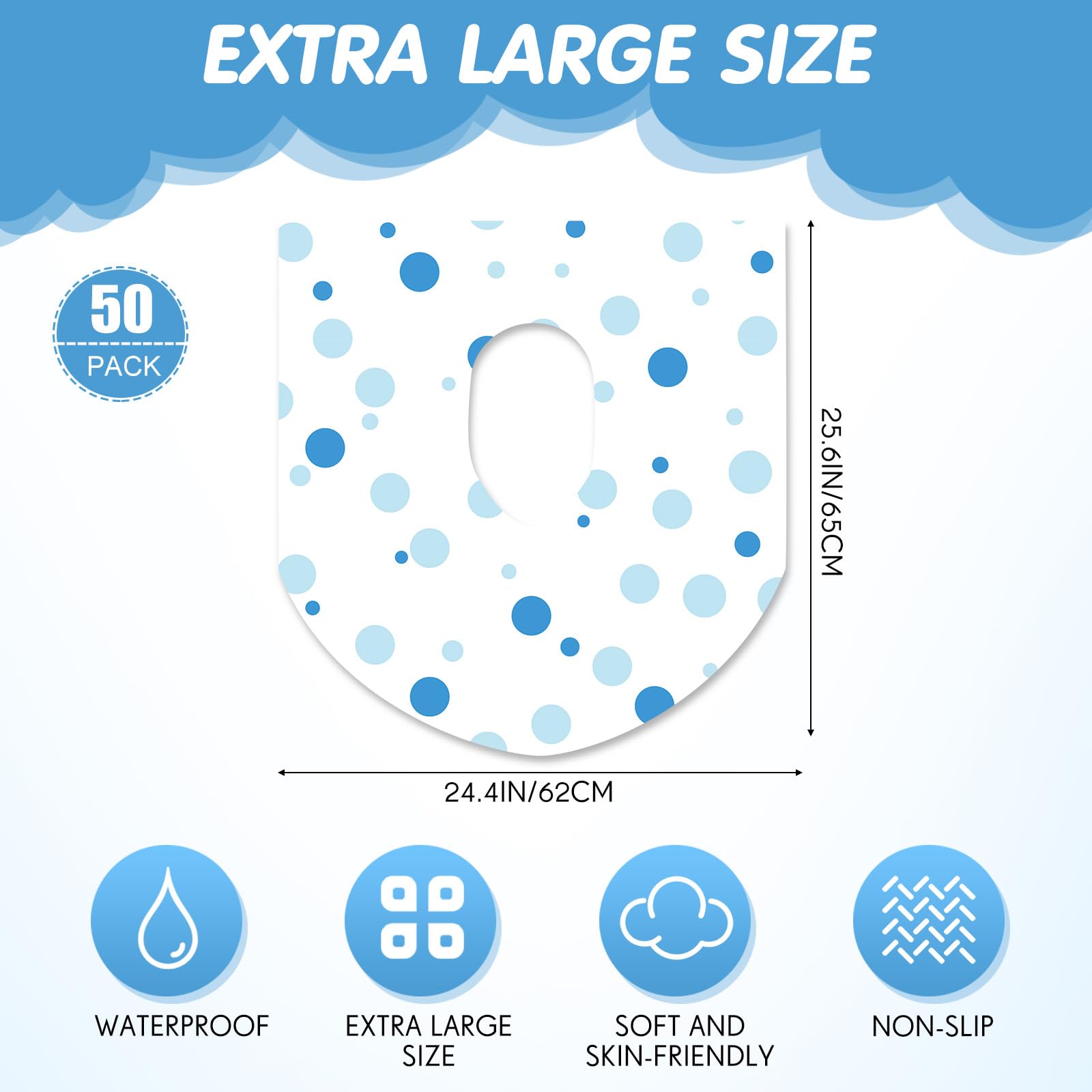 50 Packs Disposable Toilet Seat Covers Extra Large Individually Wrapped for Kids and Adults