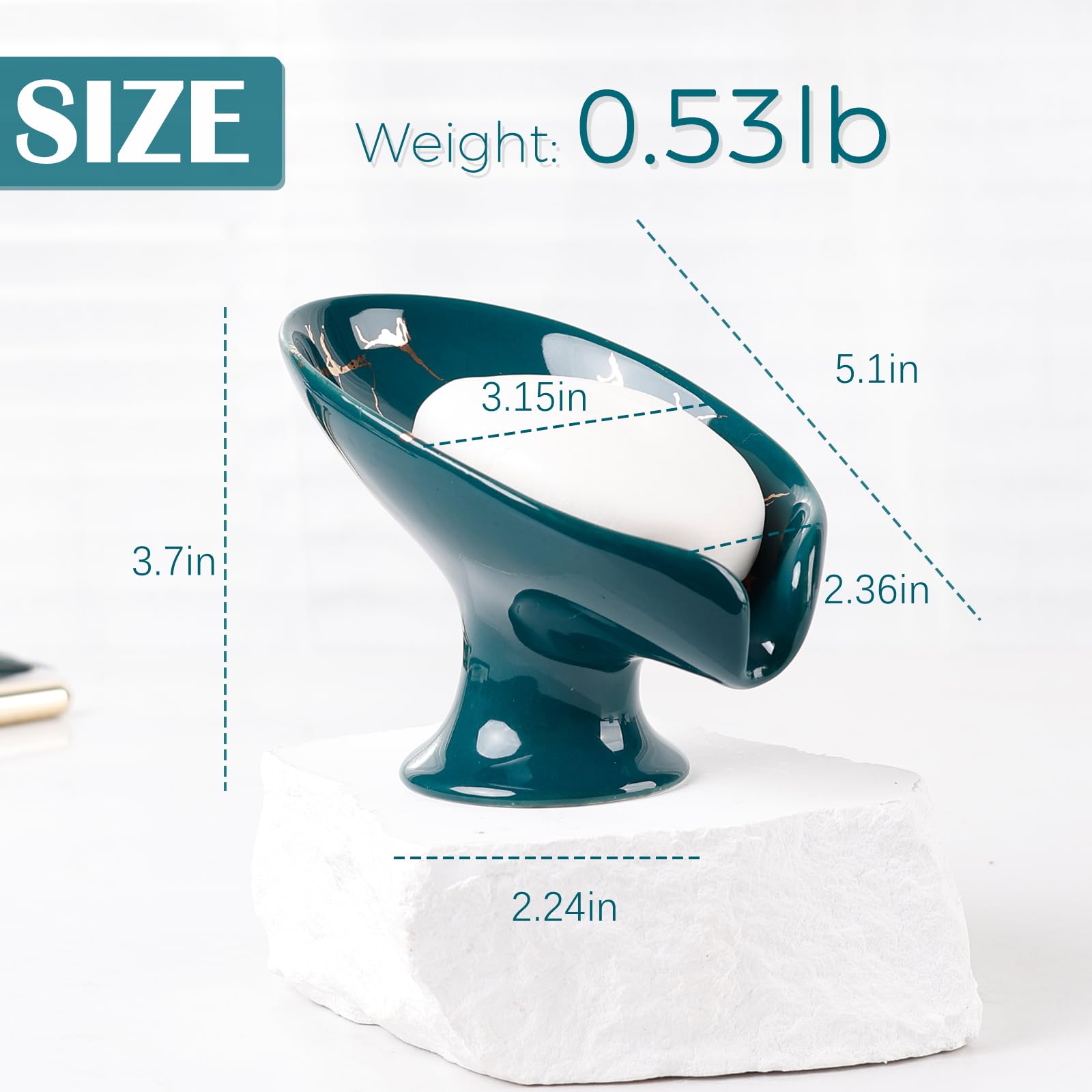 Soap Dish Ceramic Soap Holder Self Draining Leaf Shape Bar Soap Holder