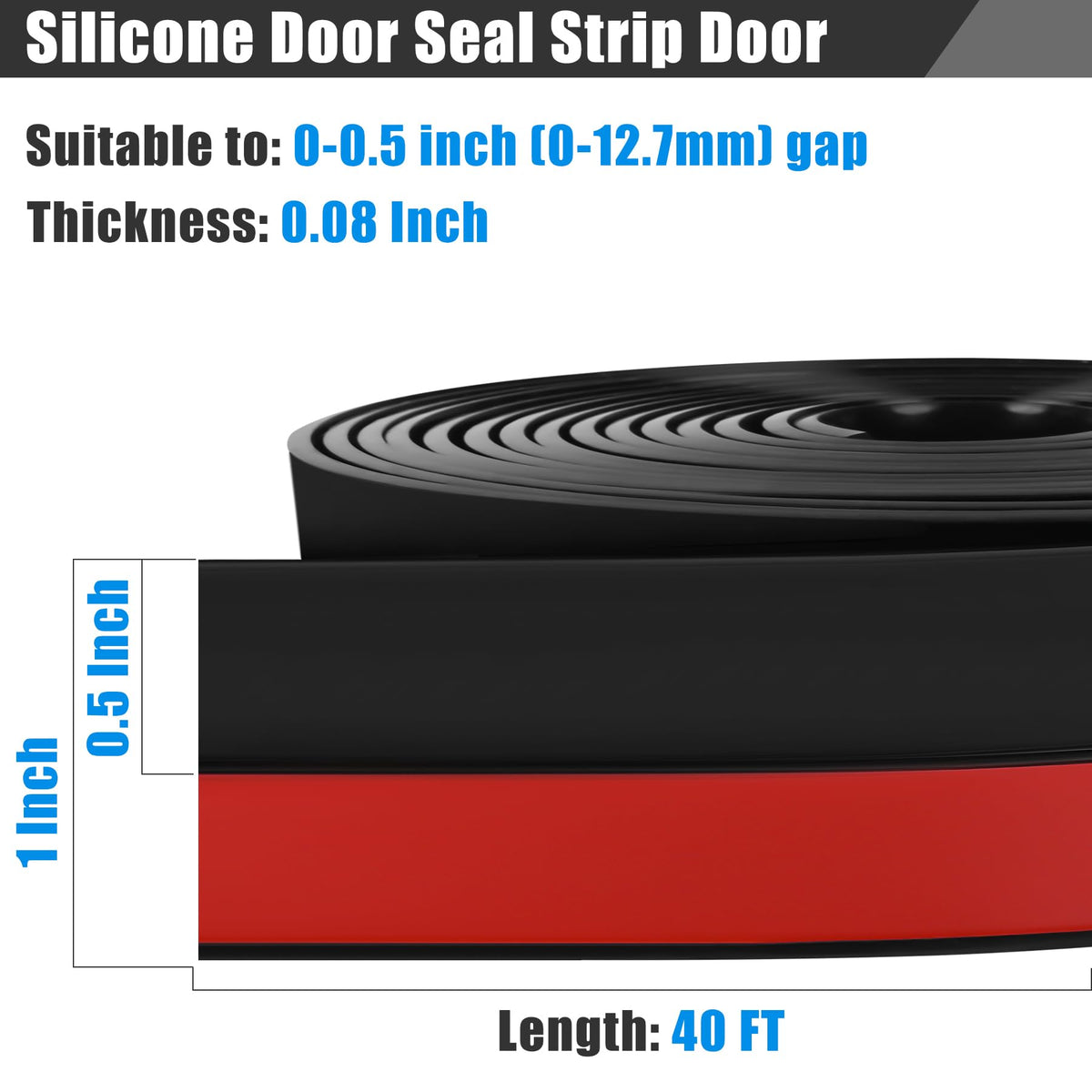 Draft Seal Tape for Doors and Windows 1 in x 40 Ft Silicone Weather Stripping Extra Thick 2mm Door Seal Strip with Strong Adhesive Draft Insulation Stopper Side Seal