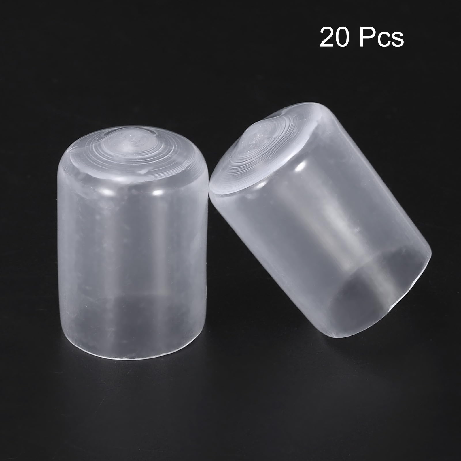 20pcs Rubber End Caps 15mm ID Vinyl PVC Round Tube Bolt Cap Cover Screw Thread Protectors Clear