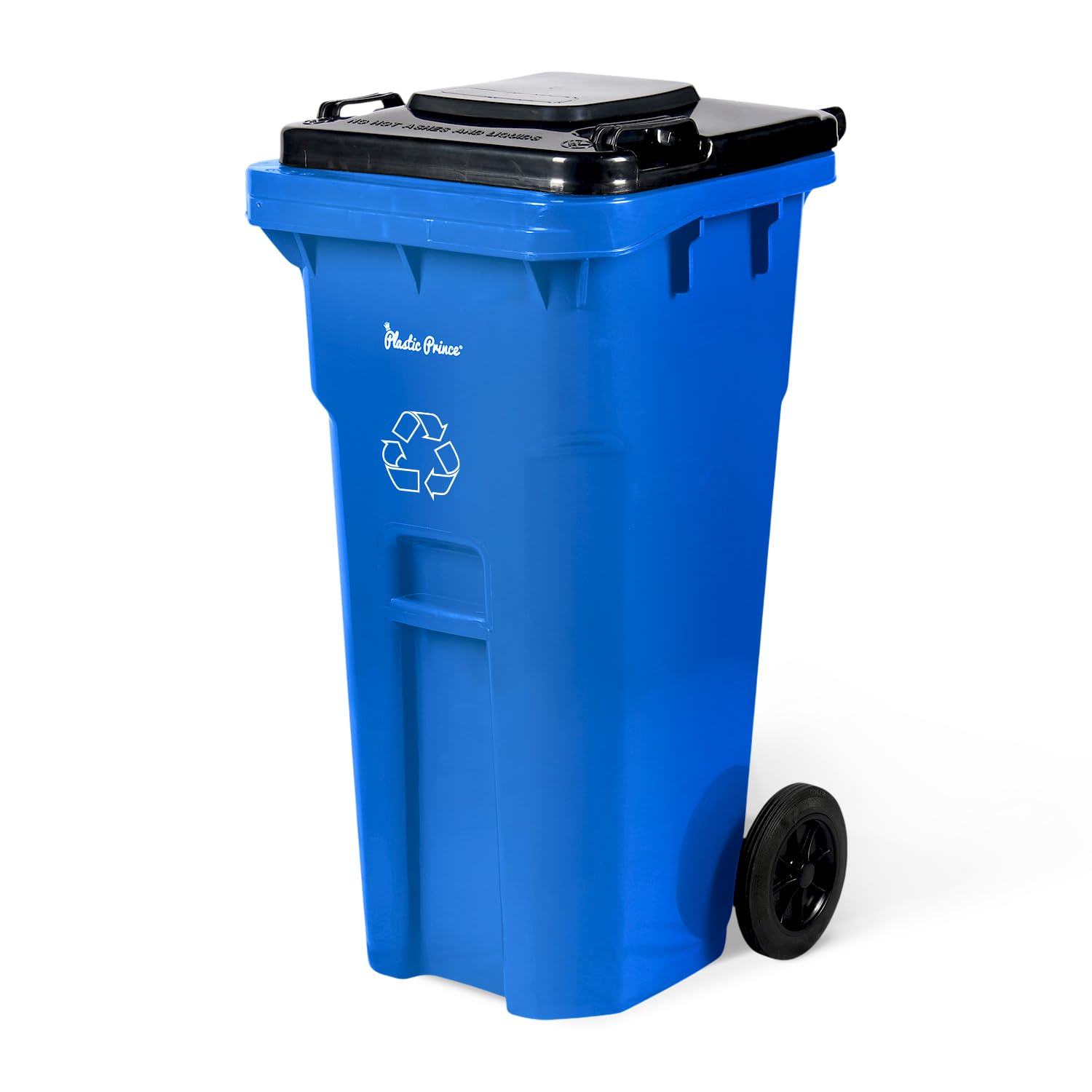 32 Gallon Trash Can Outdoor Recycling Bin with Lid and Wheels Heavy Duty Rolling Garbage Can with Lid Blue Recycle Trash Can with Wheels for Warehouse Hospital Restaurant Office