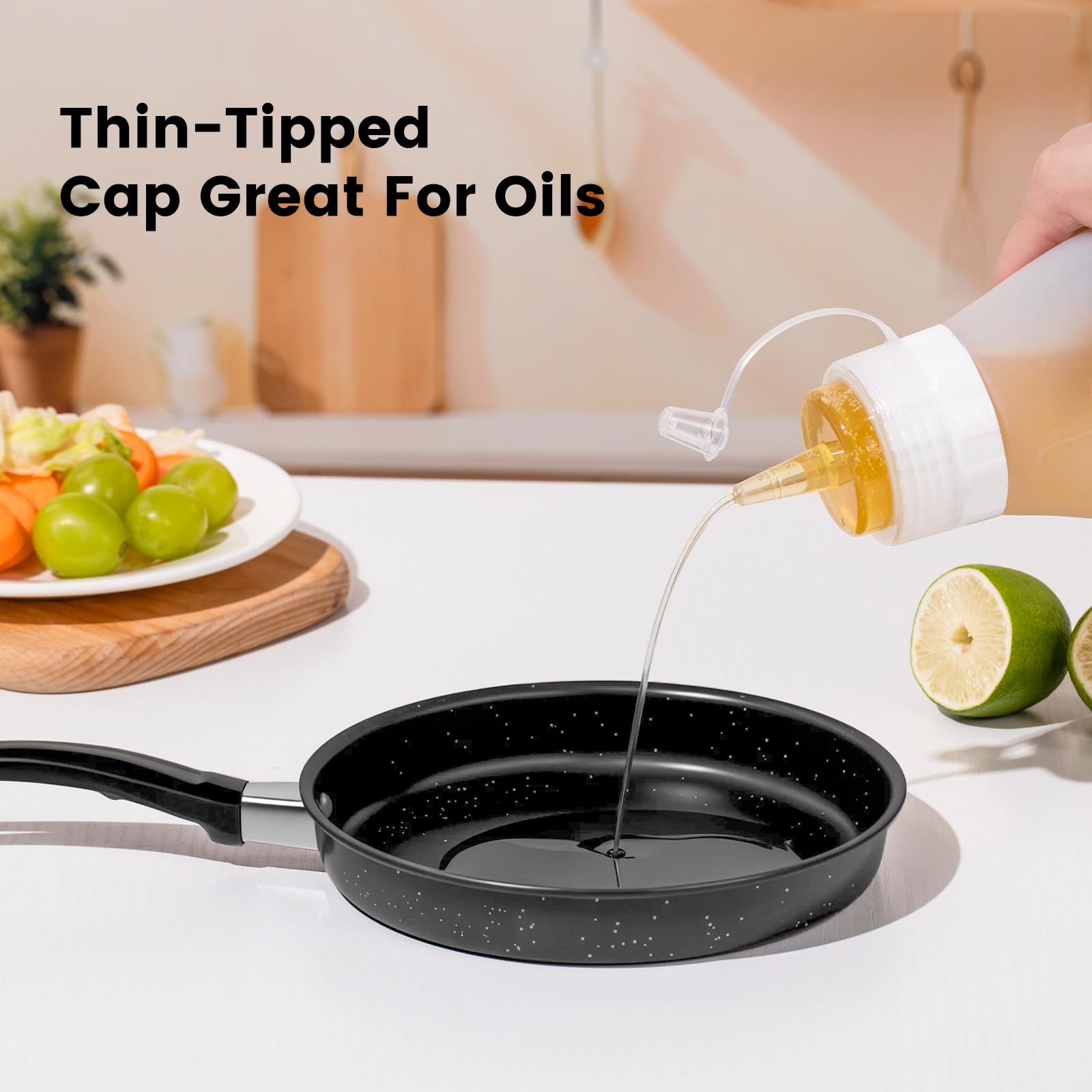 16 oz Silicone Squeeze Bottles for Sauces & Oil (4 Count)