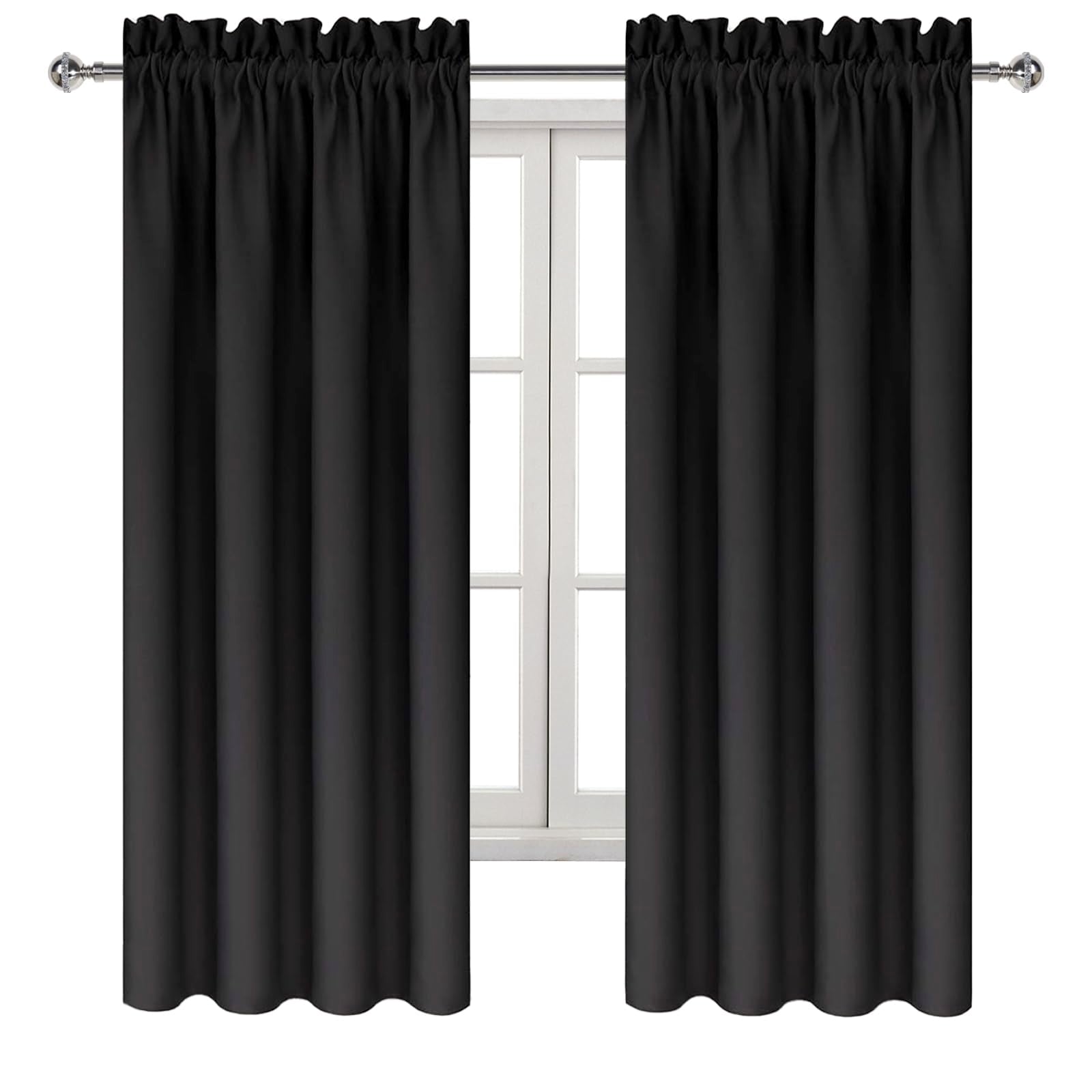 Blackout Curtains for Bedroom Living Room 38 x 63 Inch Long Black