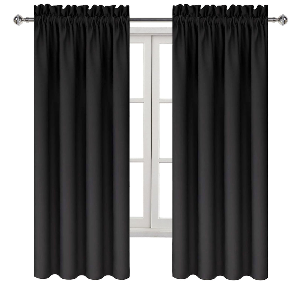 Blackout Curtains for Bedroom Living Room 42 x 72 Inch Long Black