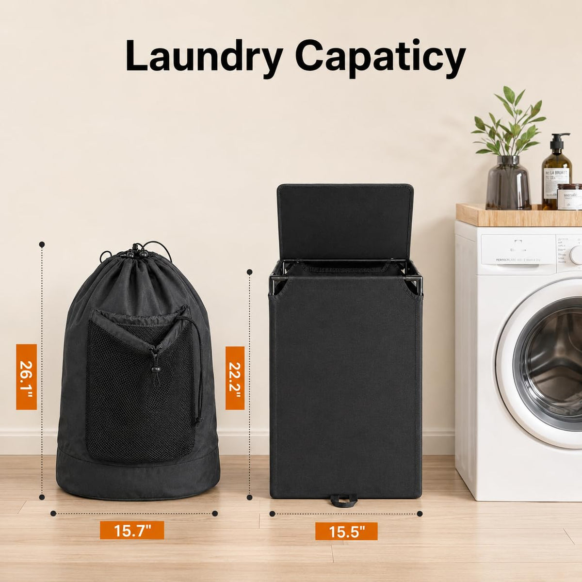 60L 2-in-1 Laundry Hamper with Waterproof Laundry Backpack