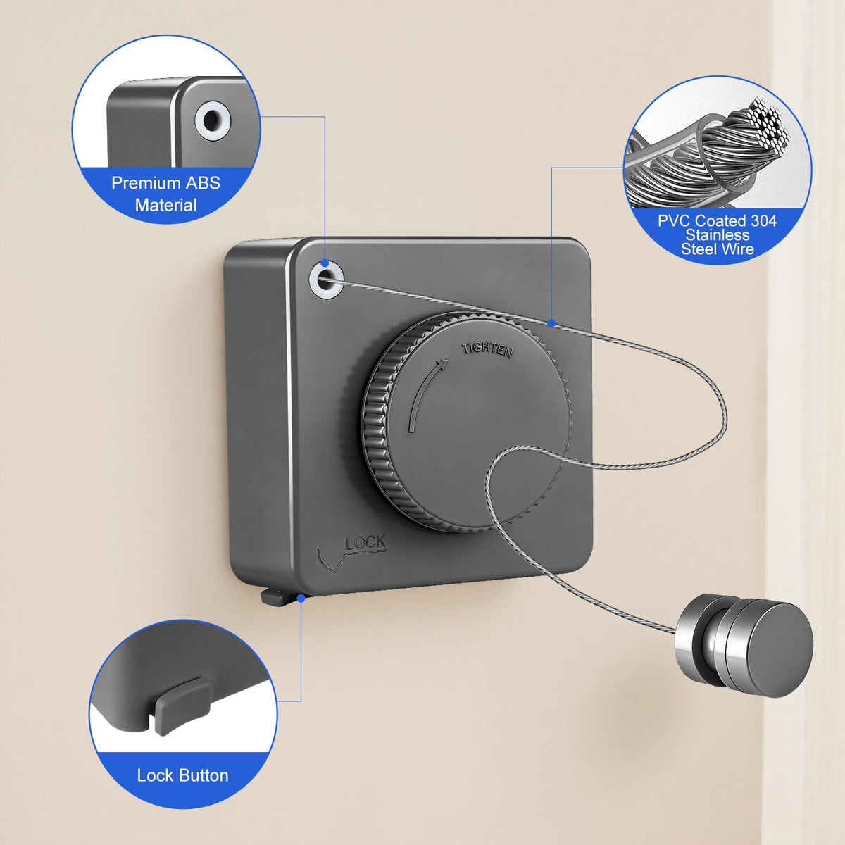 15.7Ft Retractable Clothesline Indoor Outdoor is Also an Anti (15.7 Foot)