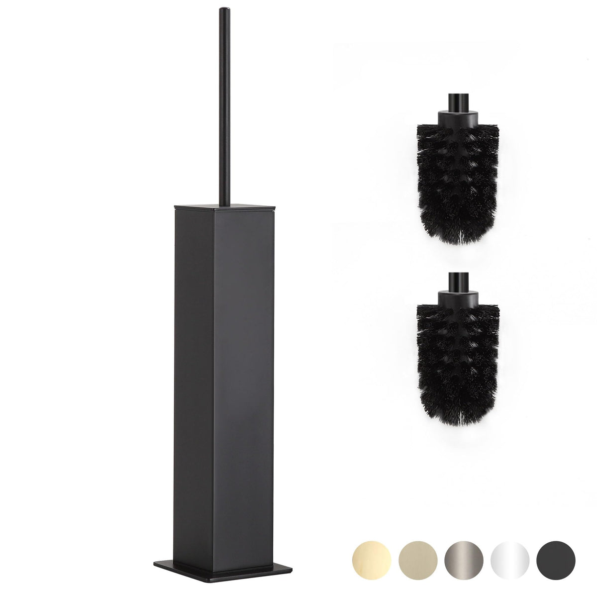Toilet Brush and Holder Set Black Stainless Steel 304 Square Freestanding Toilet Brush for Bathroom
