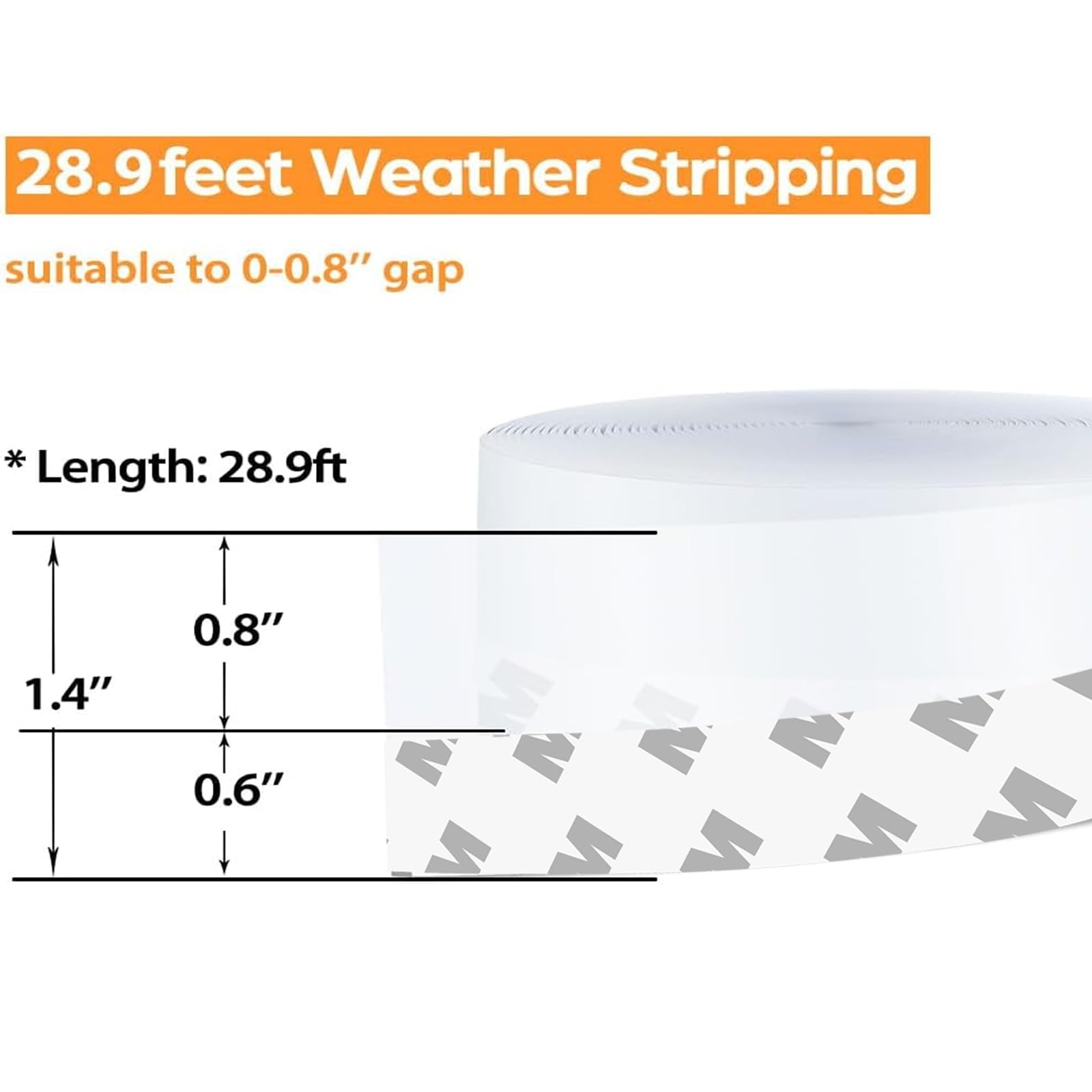 28.9 Ft Weather Stripping Door Seal Strip Tape (28.9 Foot)