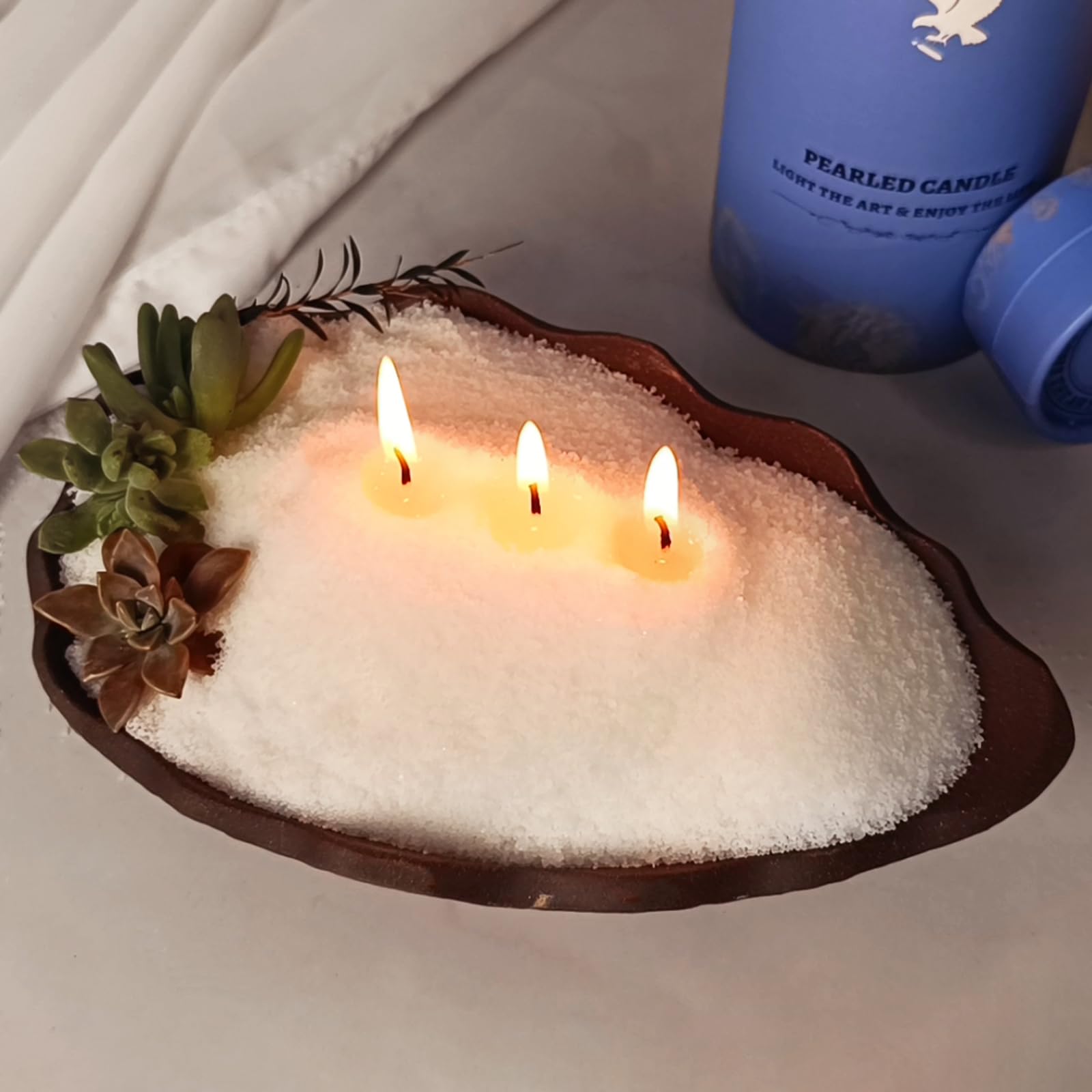 White Pearled Candle 18oz Luxury Sand Candle Granulated Wax (18 Ounce)