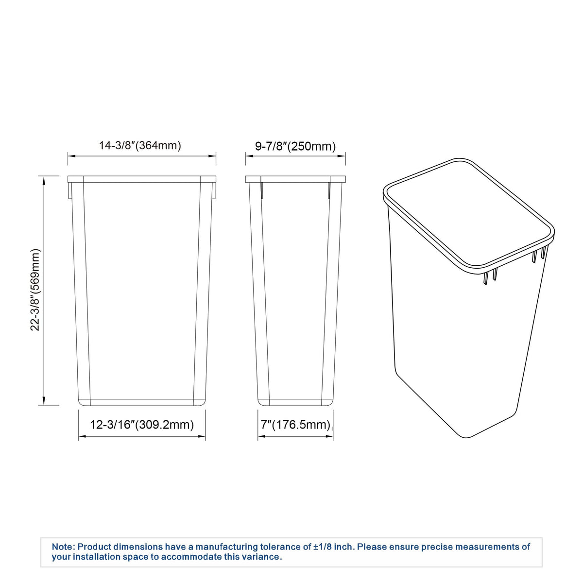 Dowell 50L Wastebasket Trash Container