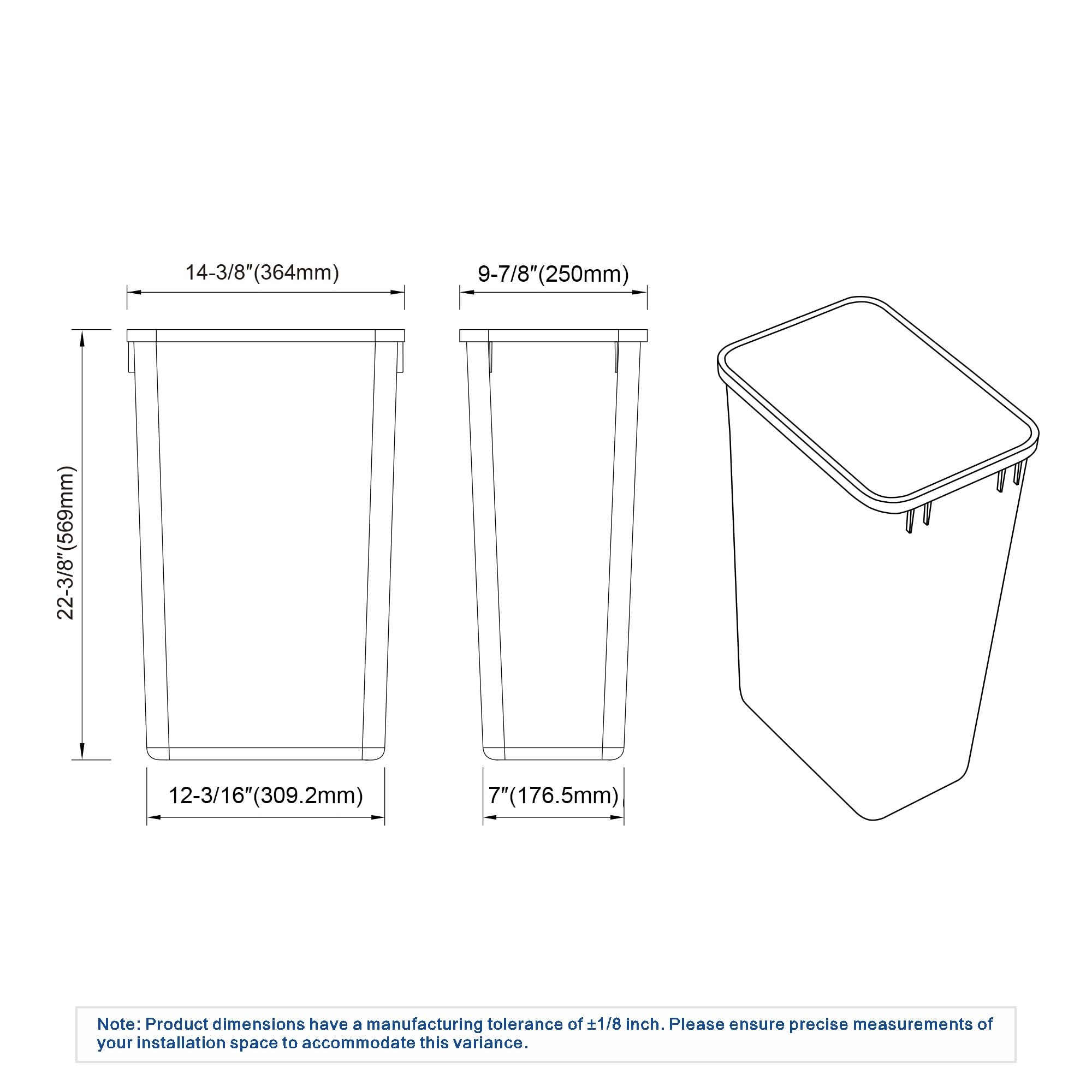Dowell 50Qt Waste Trash Container (2 Count)