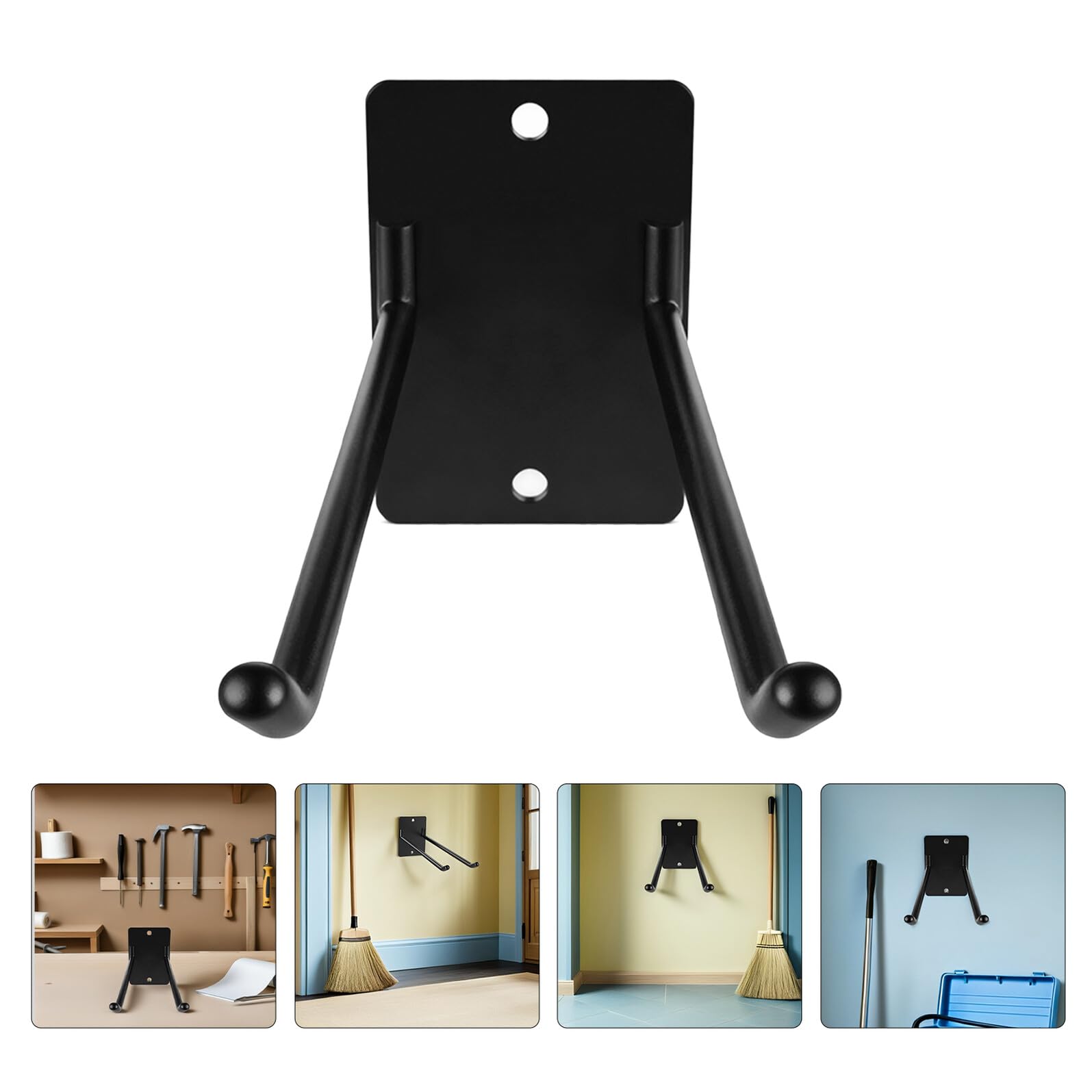 2pcs Wall Mounted Garden Tool Storage Rack with Metal Hooks