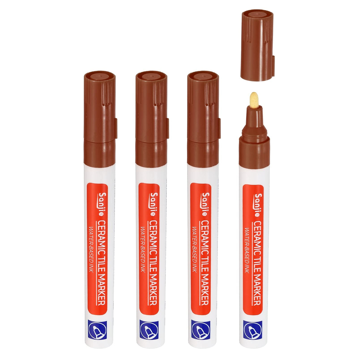 Grout Pen 4 Pack Brown Tile Marker Waterproof Grout Sealer Pen Tile Repair Pens Paint Pens for Wall Floor Bathroom Kitchen Refresh (4 Count)