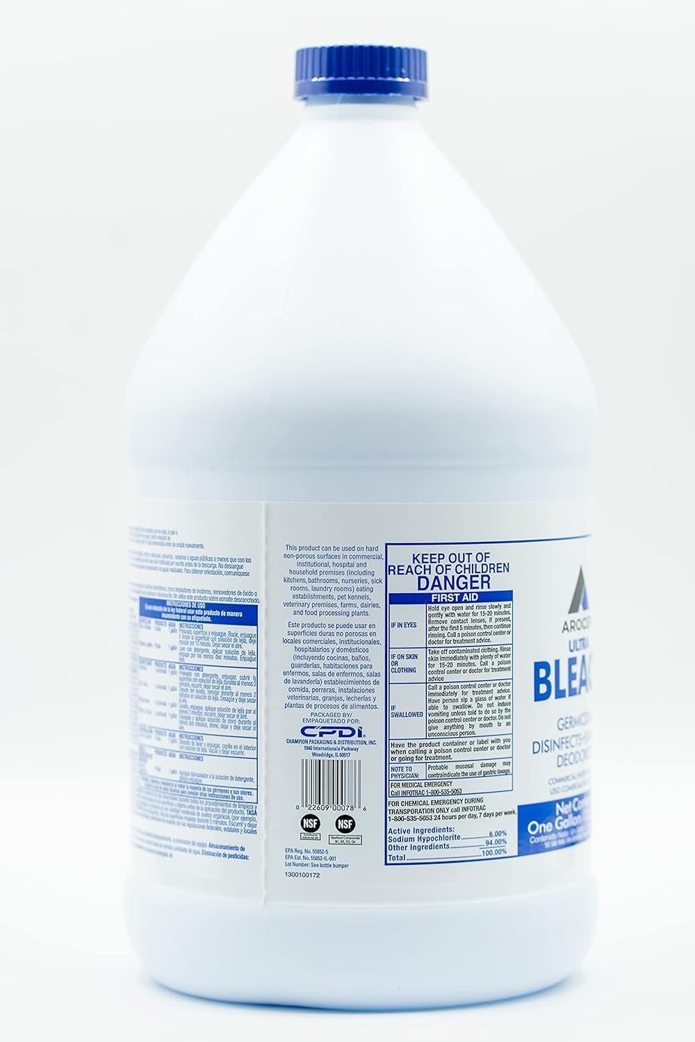 6 Gallons) Ultra Germicidal Liquid Bleach - For Laundry, Disinfecting, Sanitizing, Deodorizing, Mold & Mildew Stain Remover - 1 Gallon Jugs (768 Fl Oz) - ModHome Supplies