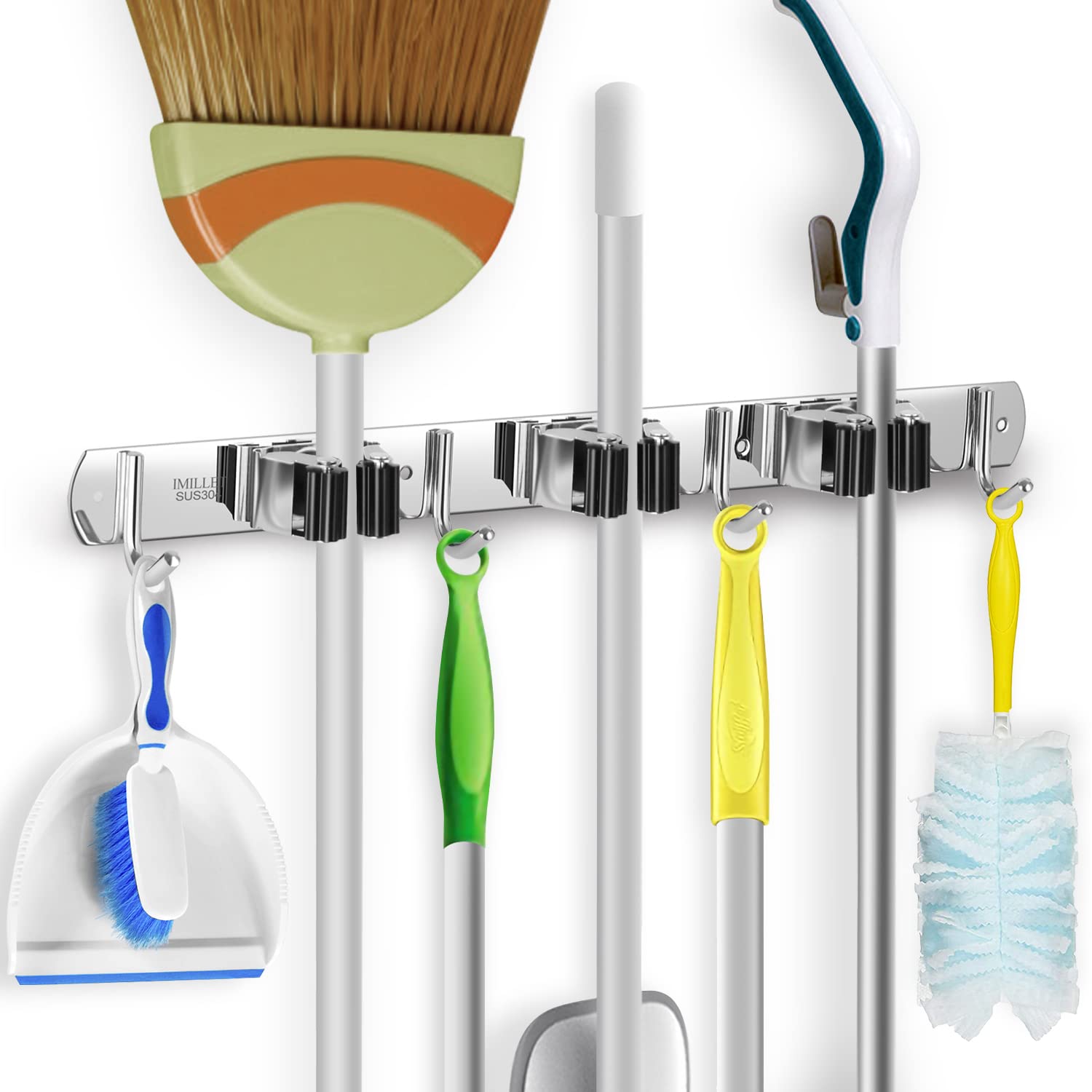 Broom Holder Wall Mount Stainless Steel Mop Organizer