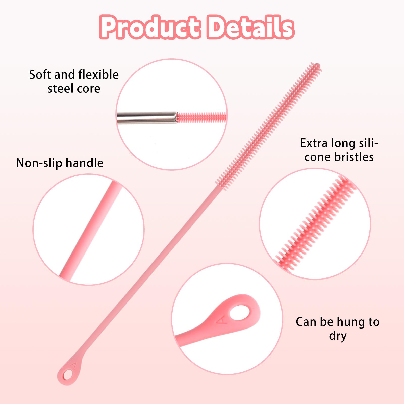 2pcs Silicone Straw Cleaner Brush (2 Count)
