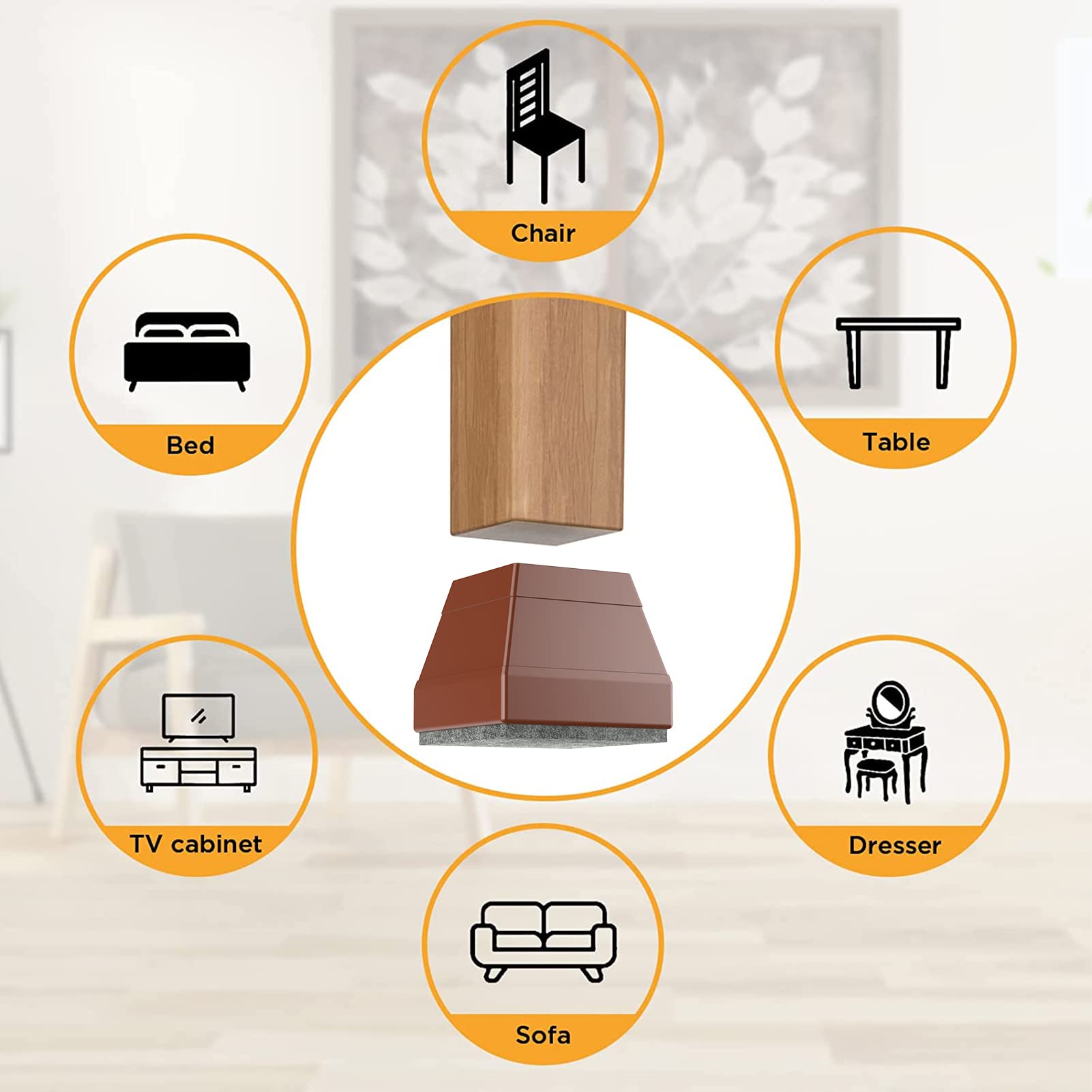 Square Chair Leg Protectors for Hardwood Floors (16 Count)