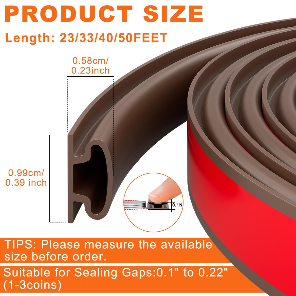 Brown Rubber Weather Stripping Door Seal Strip