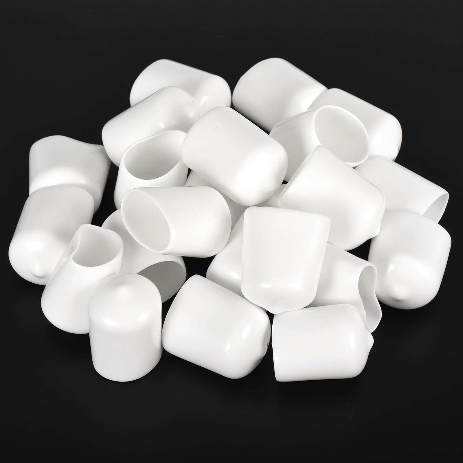 20pcs Rubber End Caps 20mm ID Vinyl Round End Cap Cover Screw Thread Protectors White