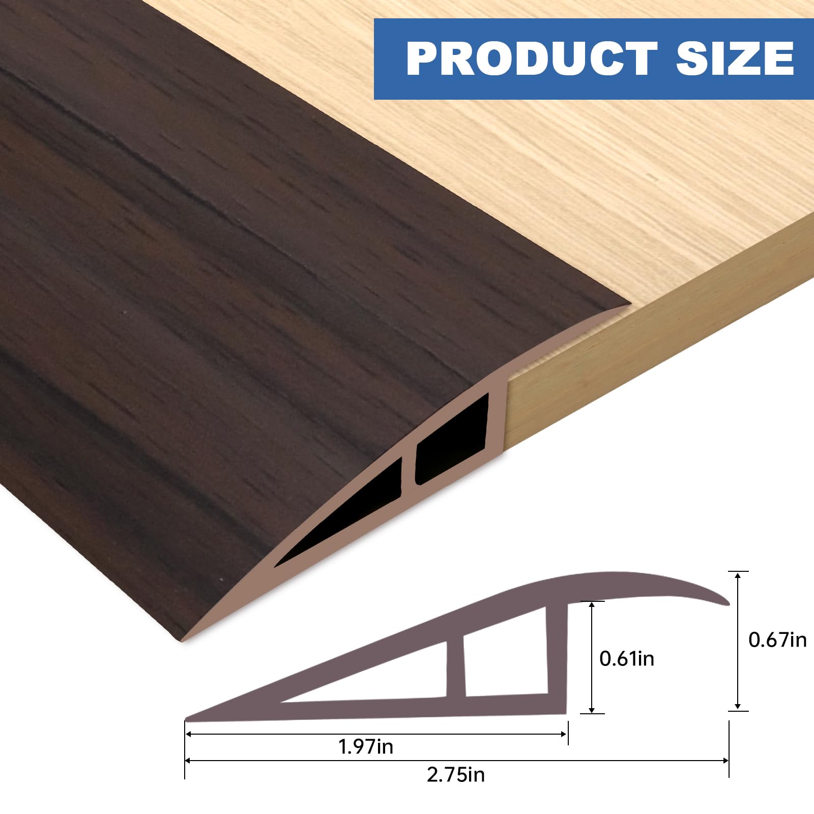 Vinyl Floor Transition Strip Self Adhesive Door Threshold Strip (6.6 Foot)