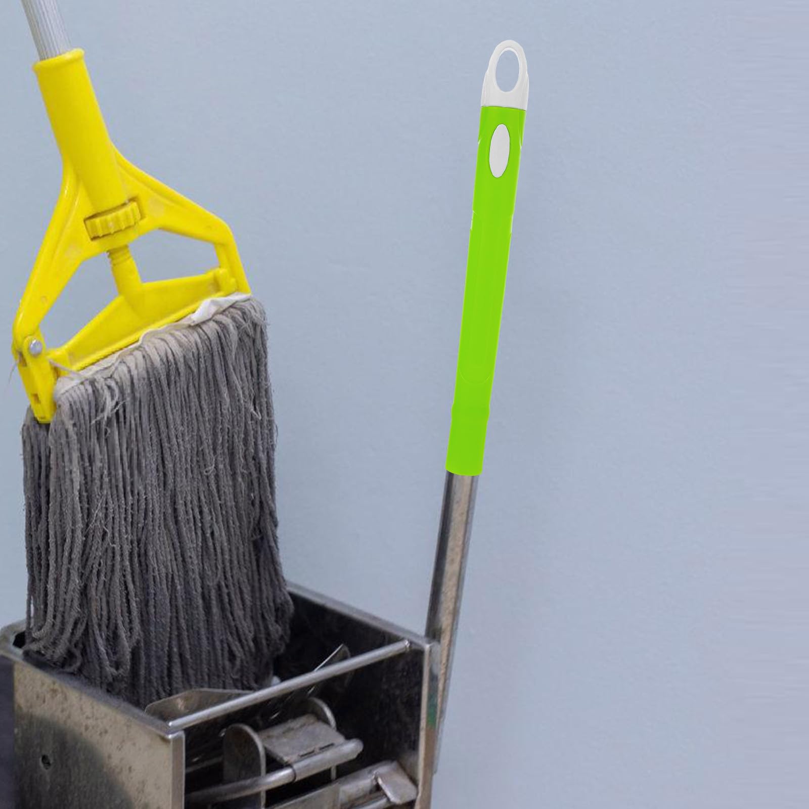 2pcs Broom Handle Grip Replacement Mop Handle End Caps Stainless Steel Extended Rods for Floor Cleaning Indoor Sweeping with Hanging Function