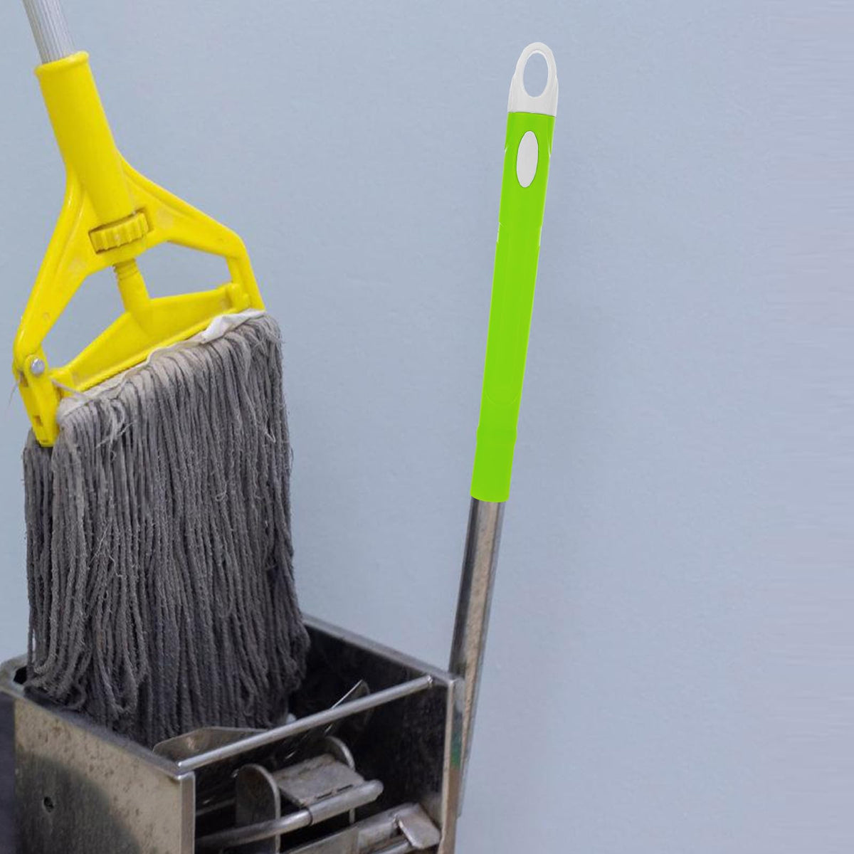 2pcs Broom Handle Grip Replacement Mop Handle End Caps Stainless Steel Extended Rods for Floor Cleaning Indoor Sweeping with Hanging Function