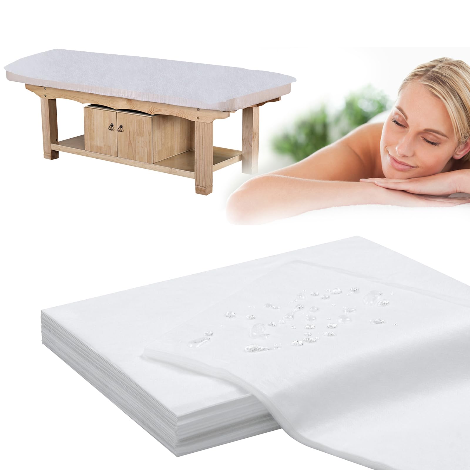 Disposable Bed Sheets for Massage Table 50 Pcs 31" x 71" Waterproof Massage Table Sheets Soft Non Woven Fabric SPA Massage Table Bed Cover Breathable for Beauty Tattoos Waxing Travel (50 Count)