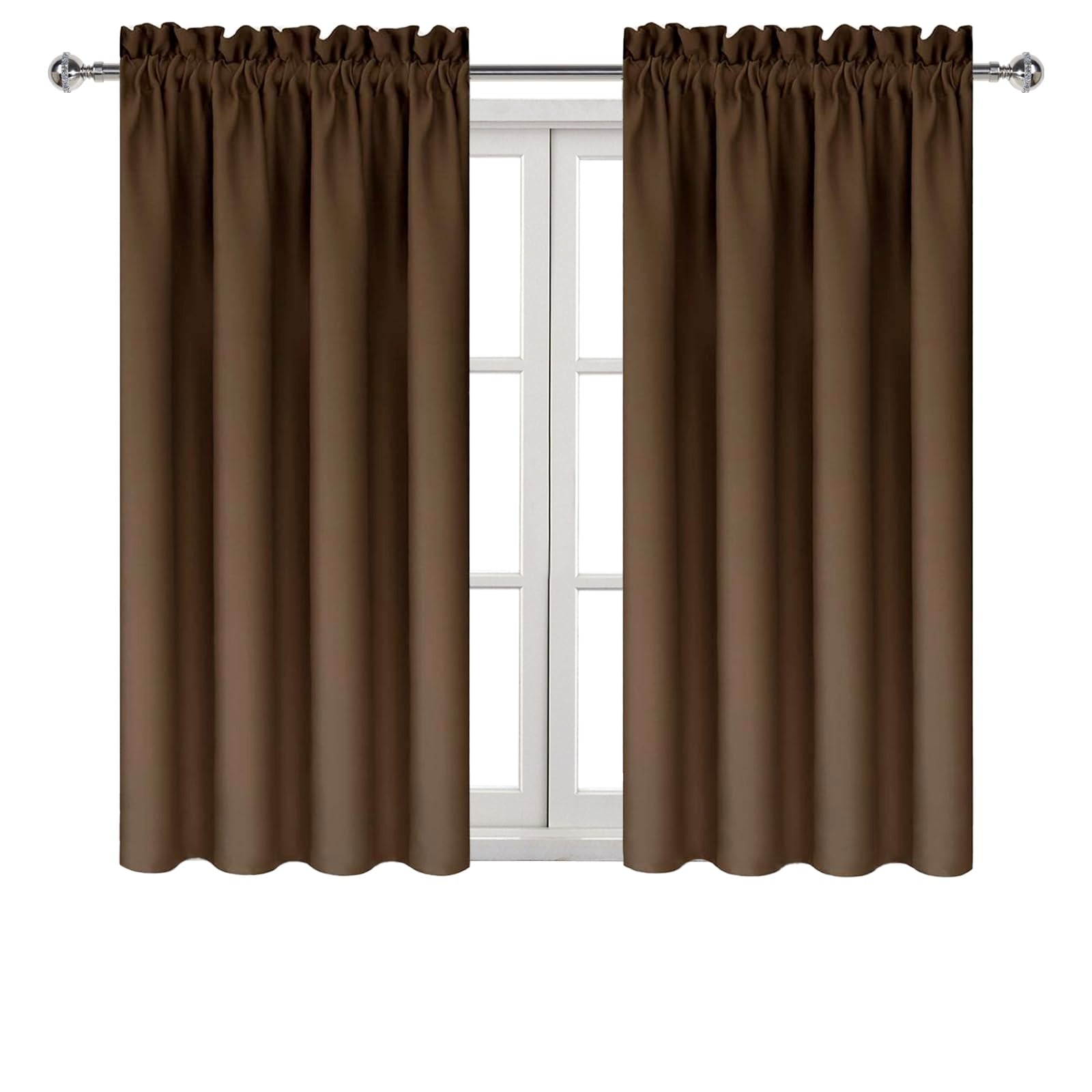 Blackout Curtains for Bedroom Living Room 42 x 45 Inch Long Brown (2 Count)