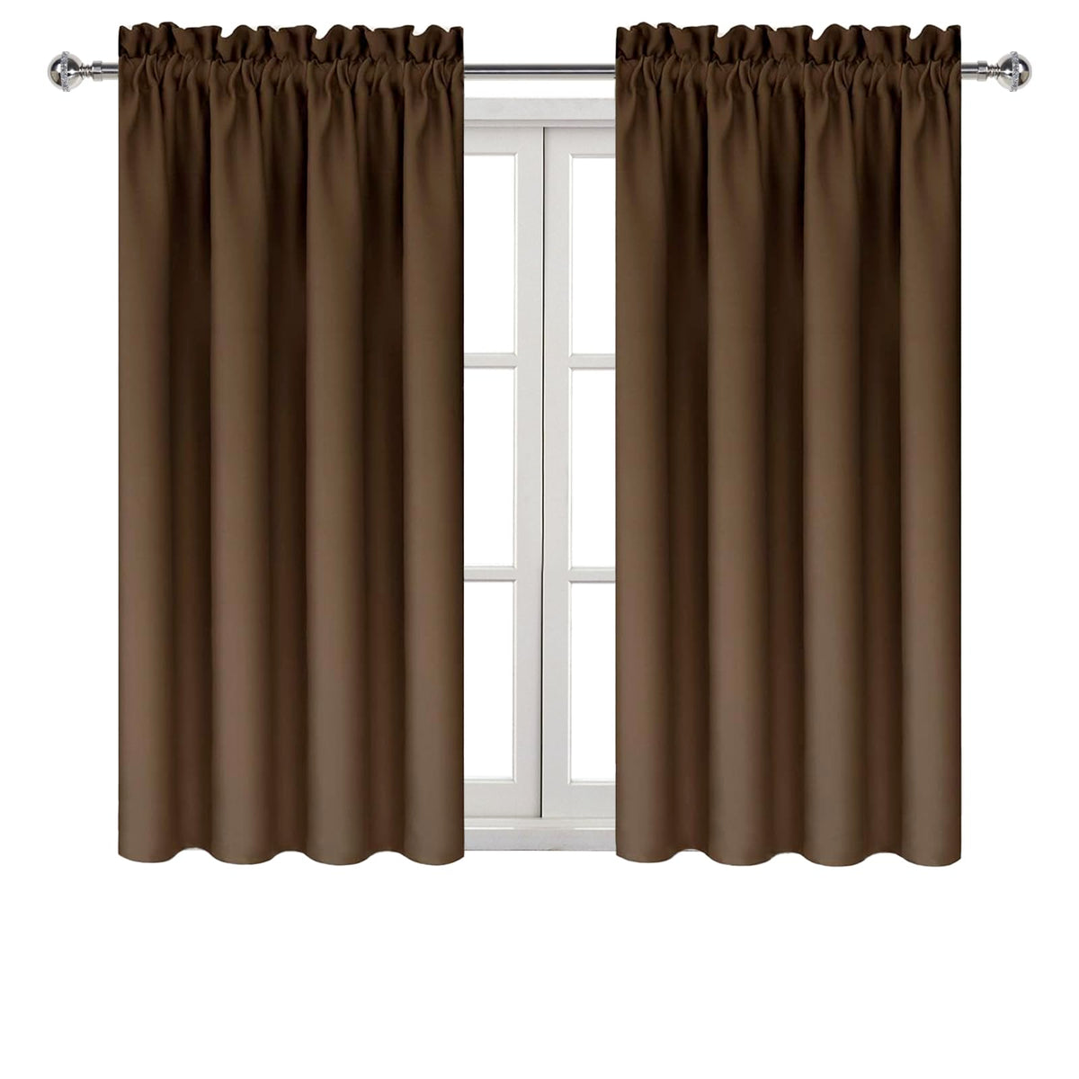 Blackout Curtains for Bedroom Living Room 42 x 45 Inch Long Brown (2 Count)