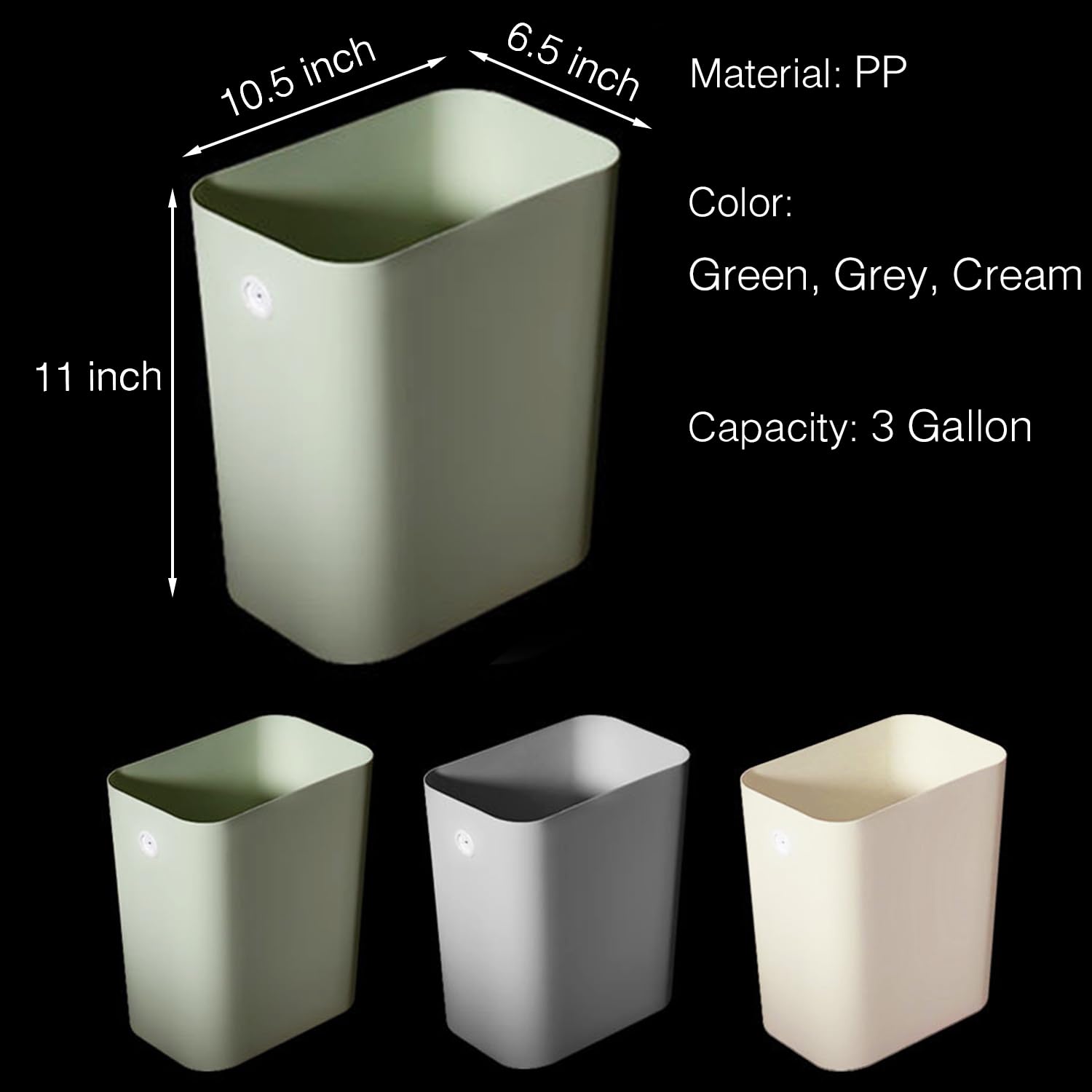 Rectanglar Small Trash Can 3 Pack (3 Count)