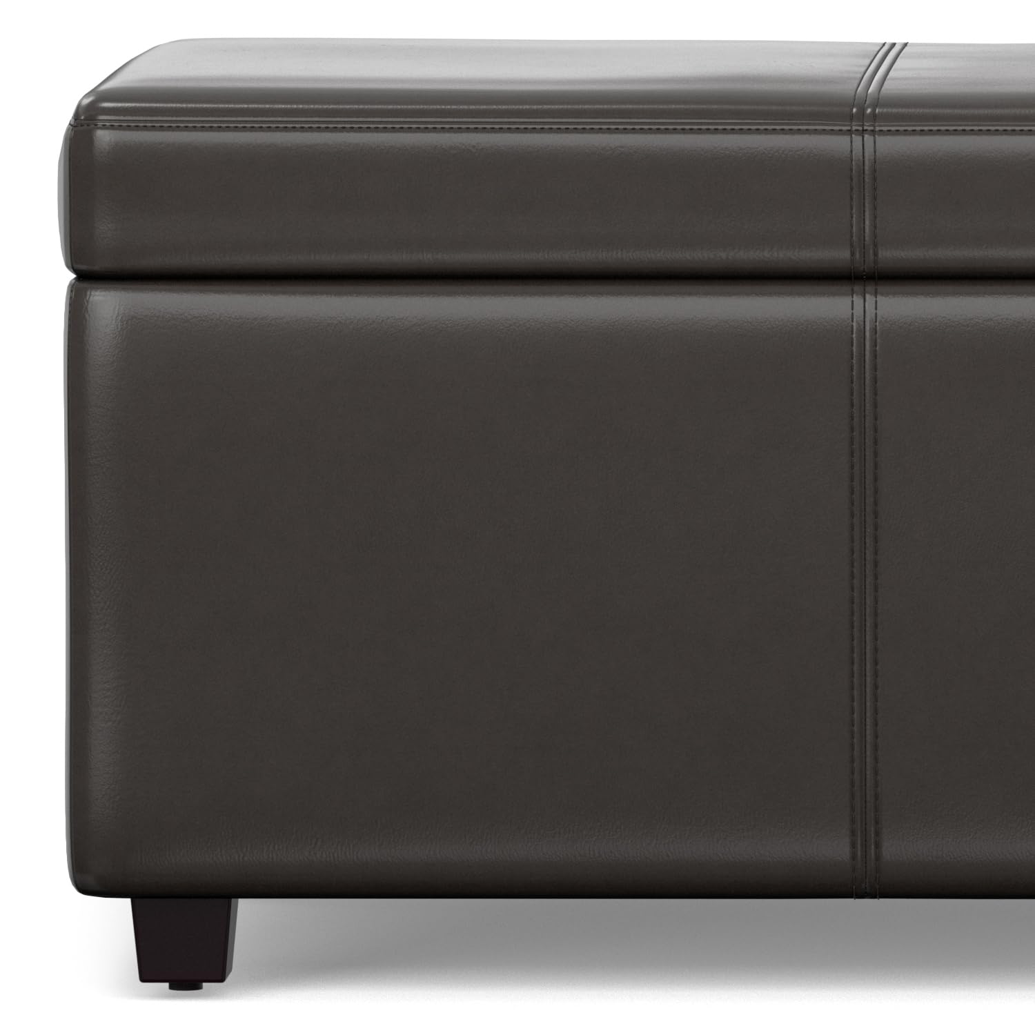 Avalon 44" Wide Vegan Leather Storage Ottoman in Tanners Brown