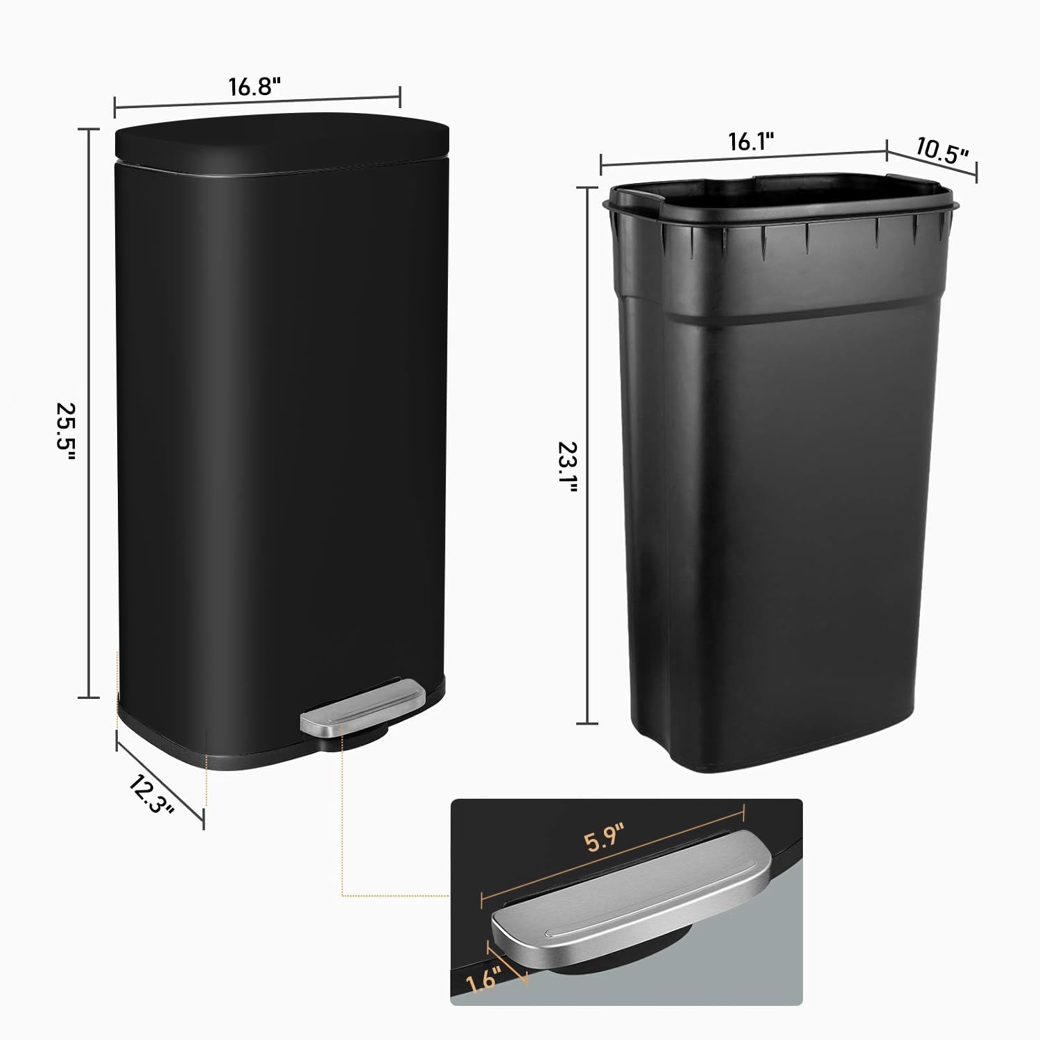 13.2 Gallon 50L Step Kitchen Trash Can