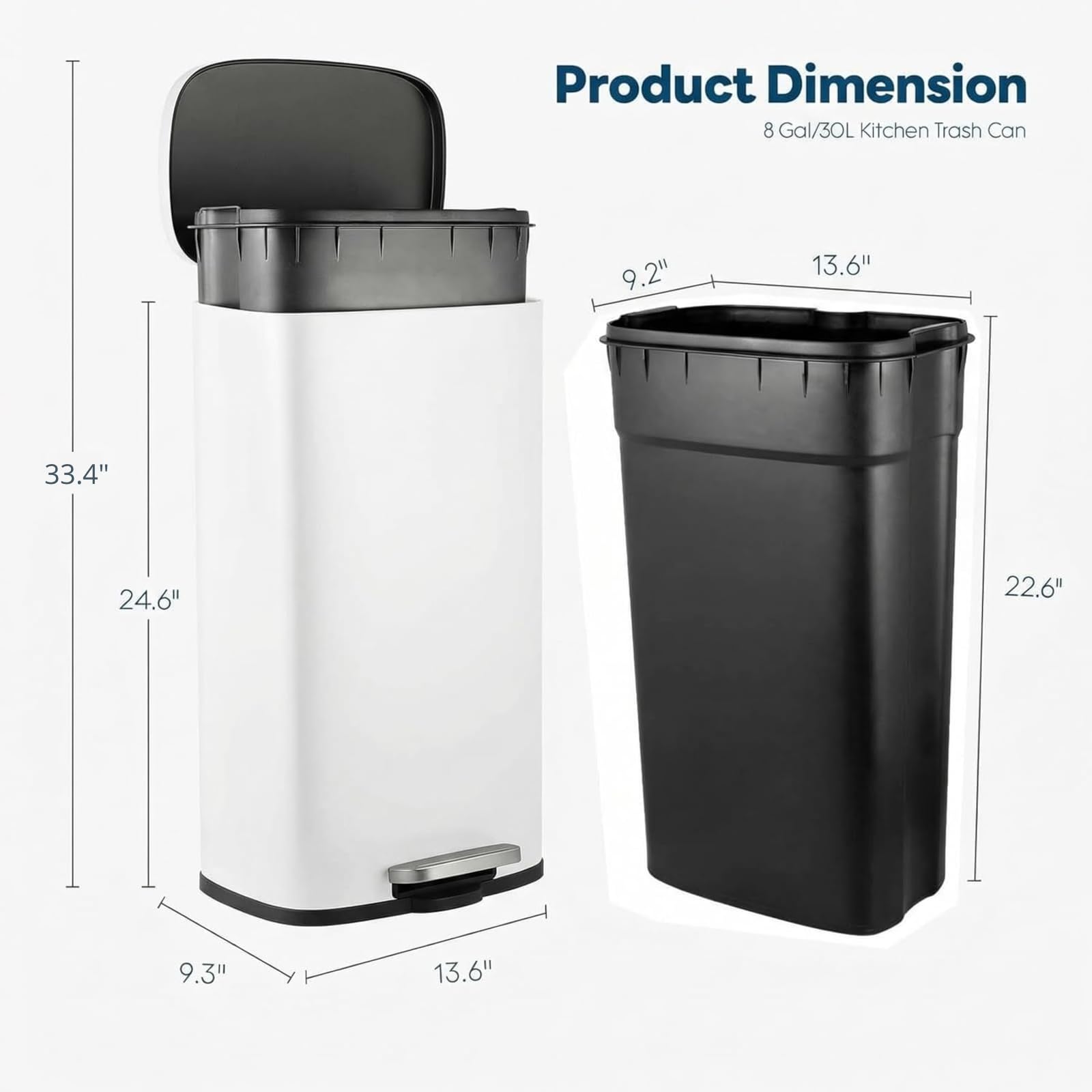 8 Gal Kitchen Trash Can