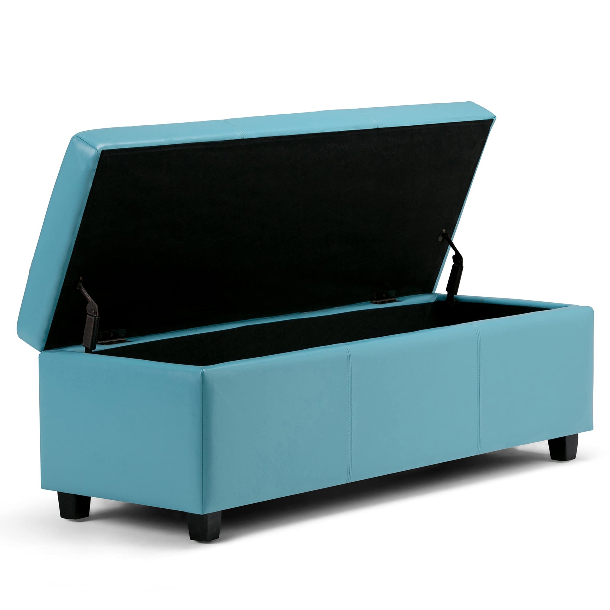 Avalon 48" Wide Vegan Leather Storage Ottoman in Soft Blue