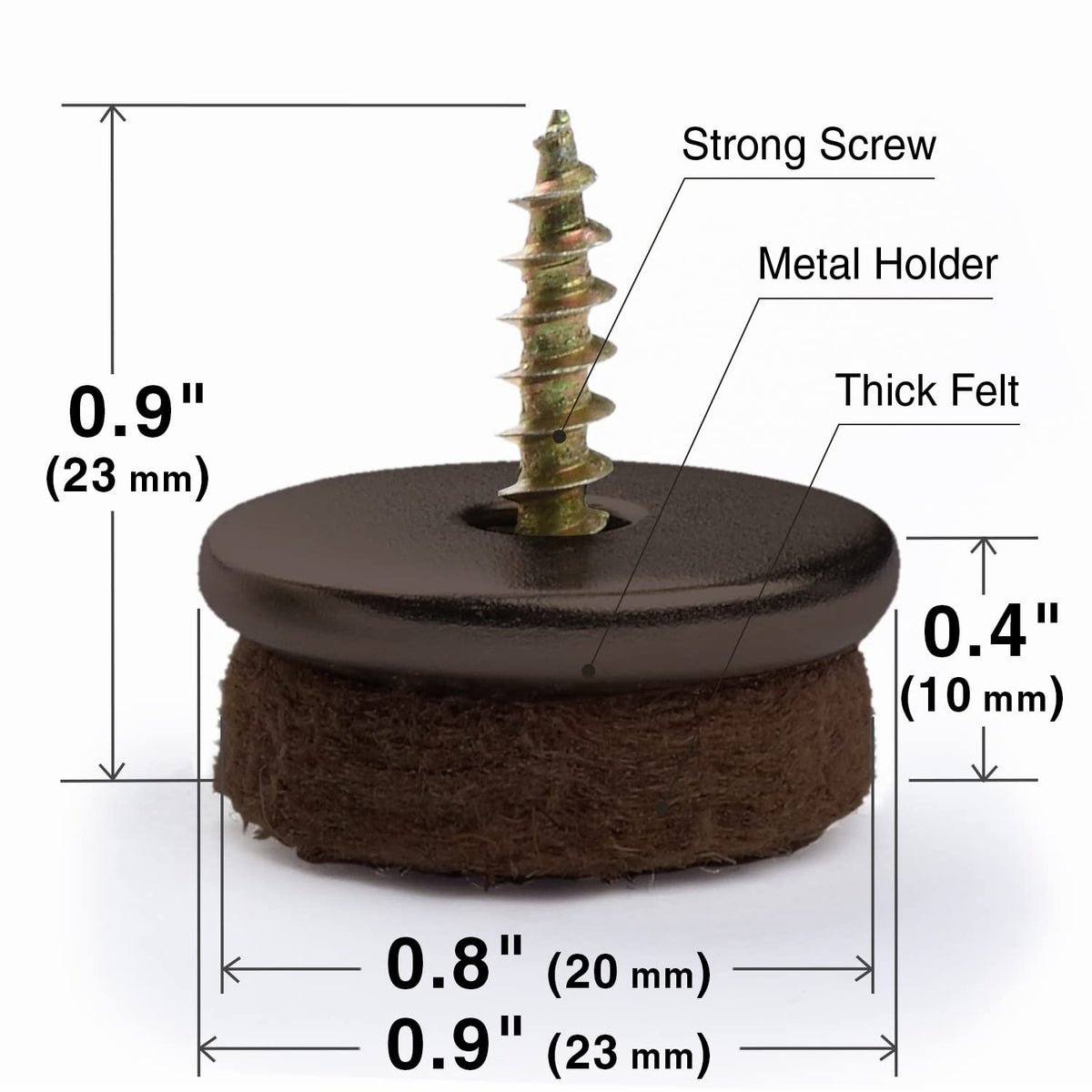 Screw On Felt Furniture Pads X (24 Count)
