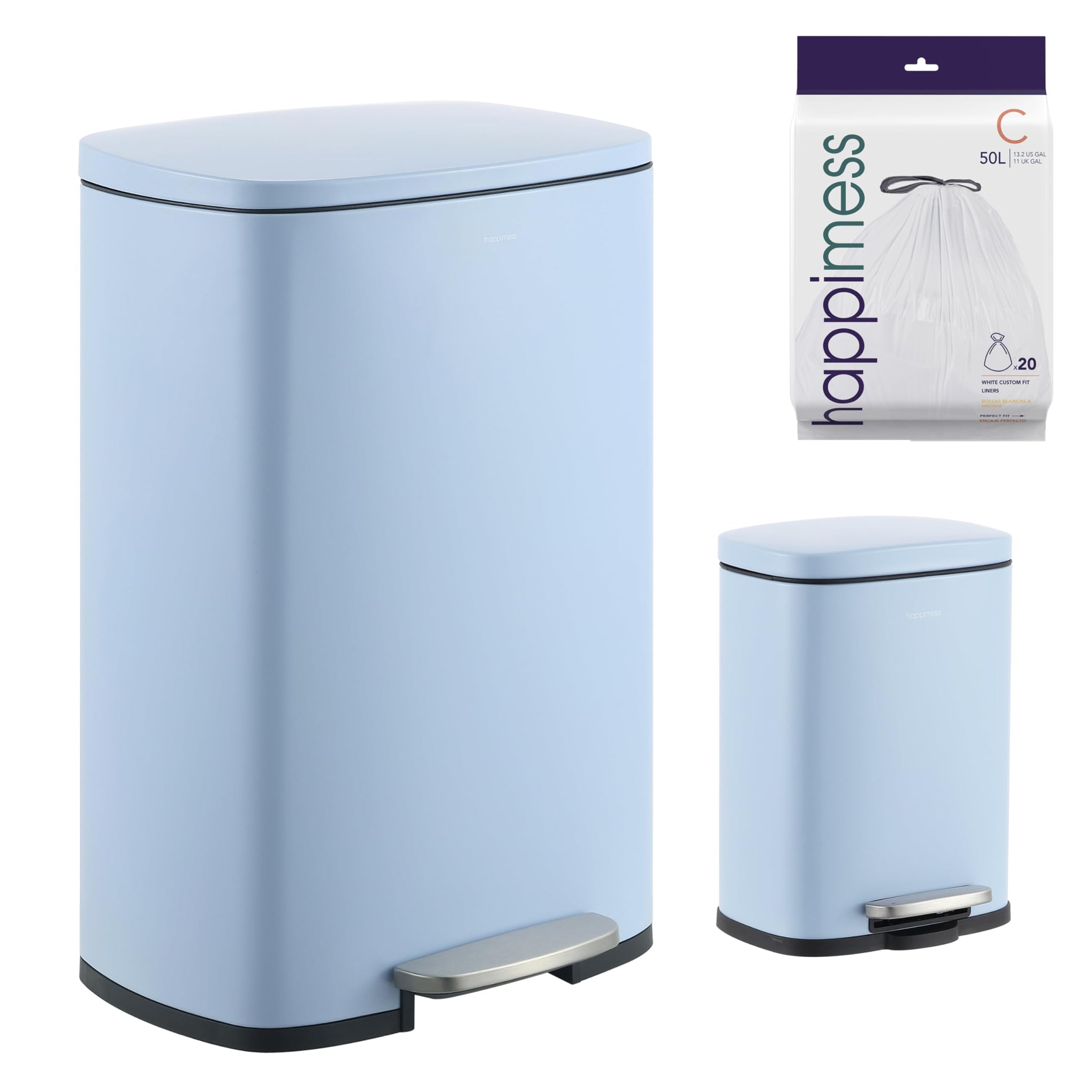 Connor 2 Piece Iron Trash Can (2 Count)