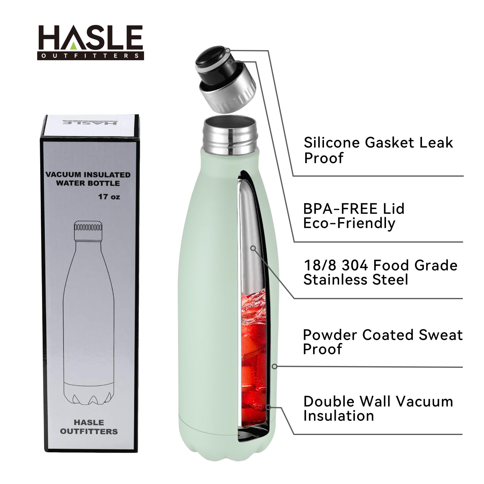 17oz Stainless Steel Water Bottles Bulk (4 Count)