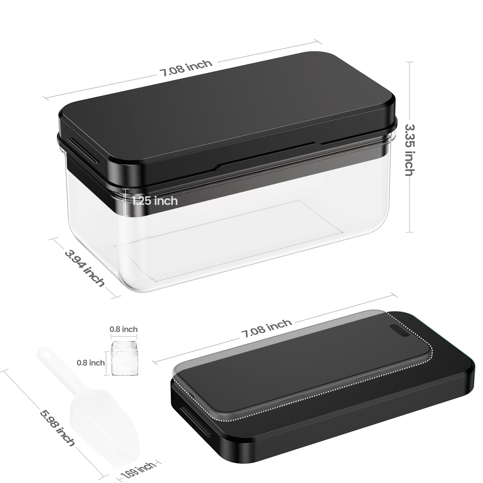 Ice Cube Tray with Lid and Bin