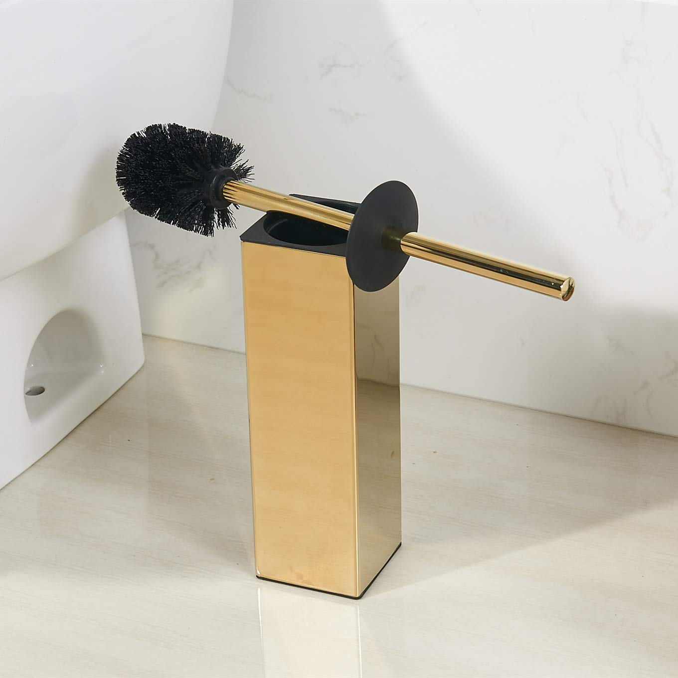 Freestanding Solid Stianless Steel 304 Toilet Bowl Brush and Holder for Bathroom Storage and Organization