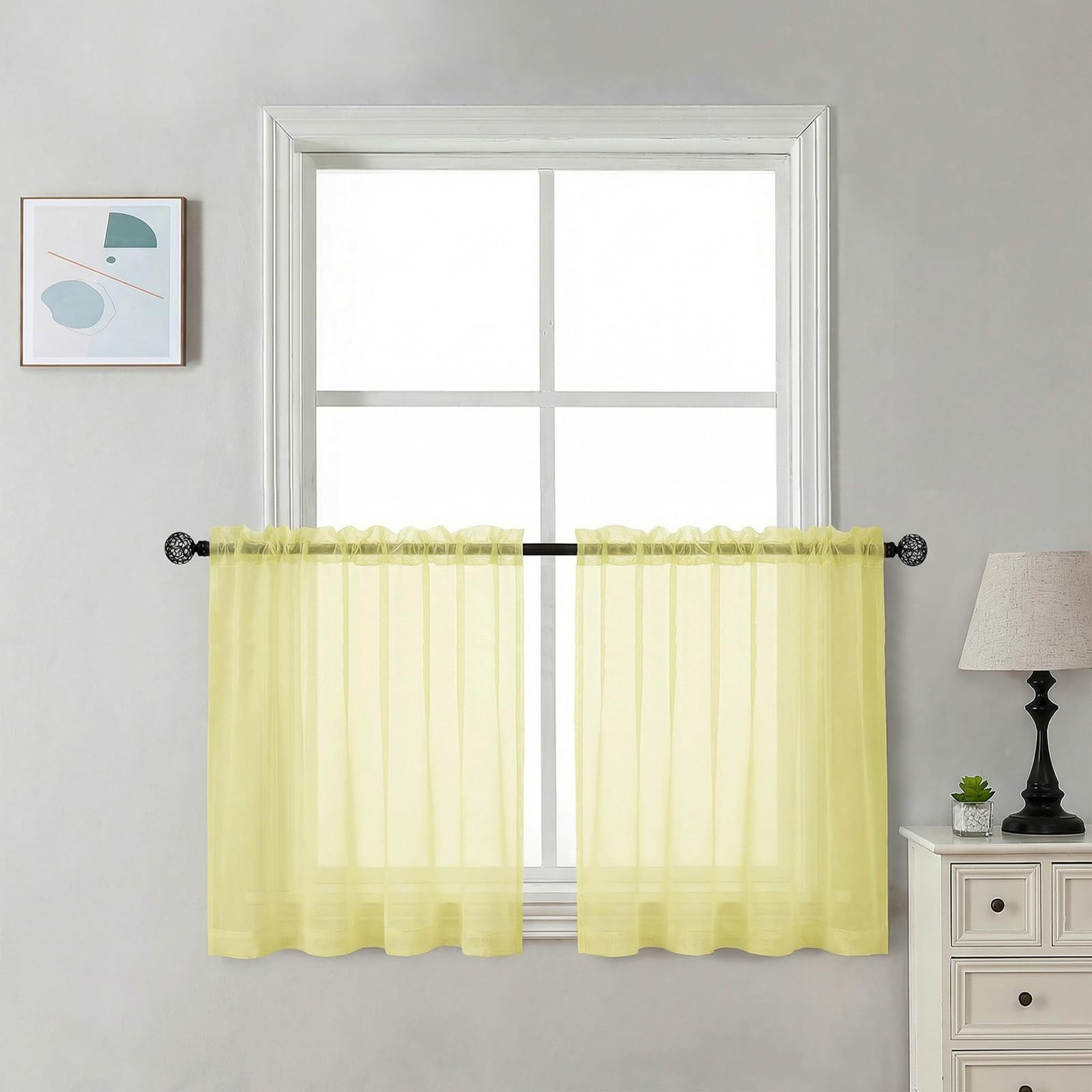 Short Sheer Curtains 30 inch Length 2 Panels (2 Count)