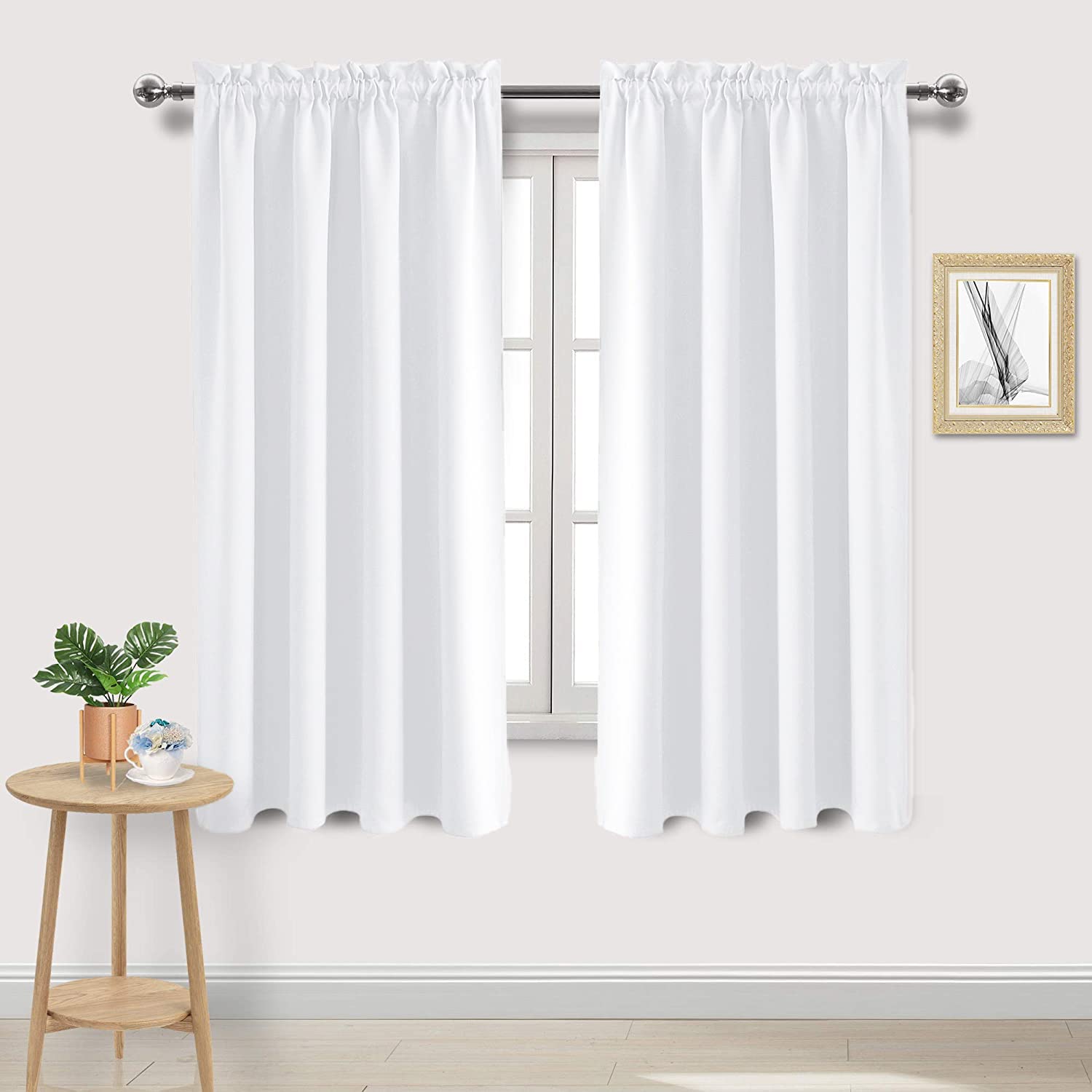 White Curtains 50% Light Blocking for Living Room 63 Inch 2 Panels (2 Count)